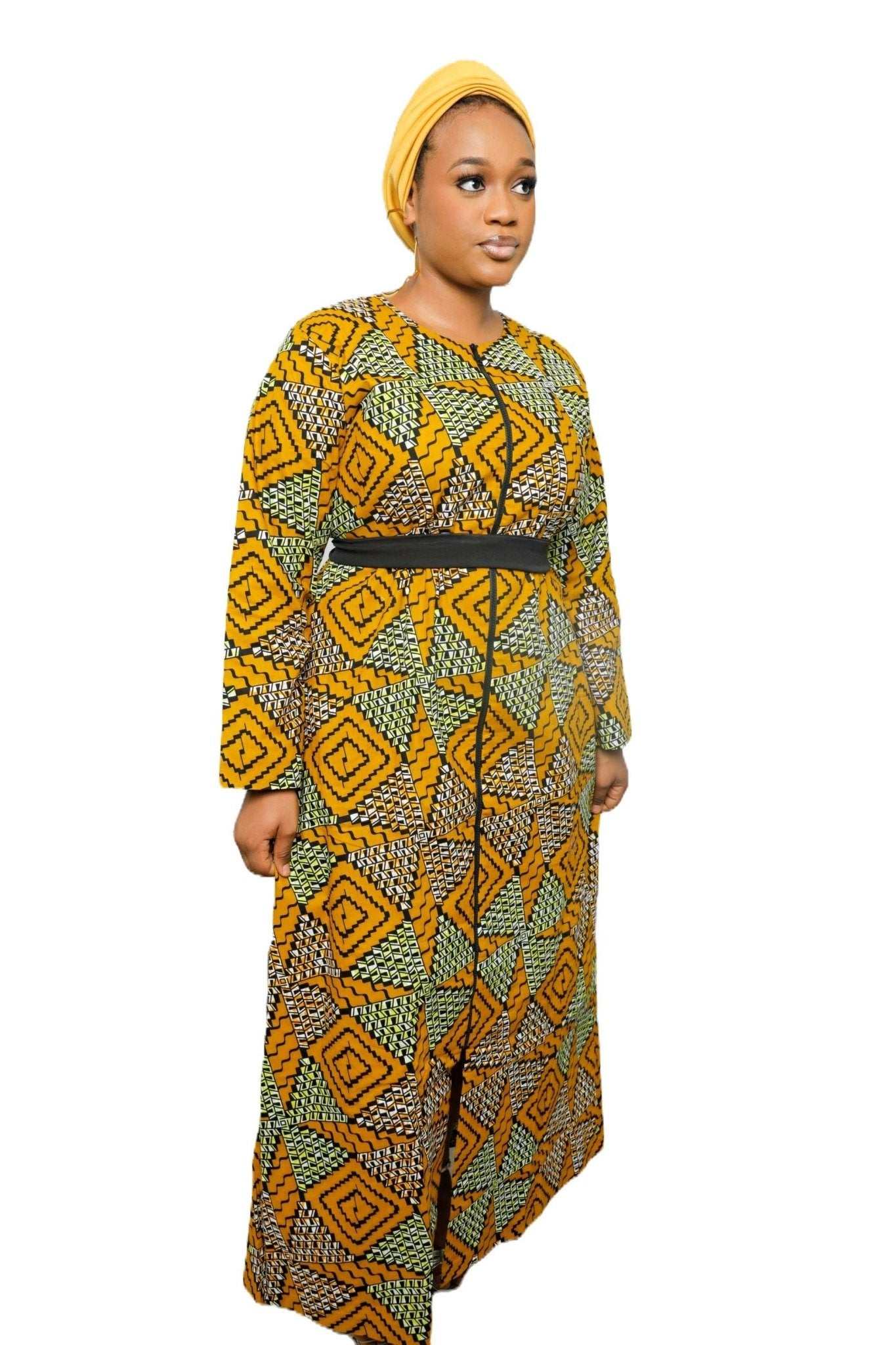 African Dress Ladies | Stylish Ankara Dress Jacket-Maxi-Moss green