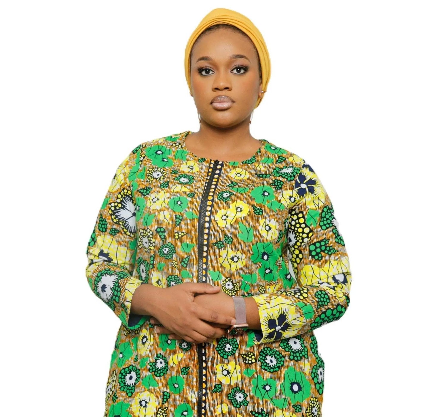 African Dress Ladies | Stylish Ankara Dress Jacket-Maxi-Green2