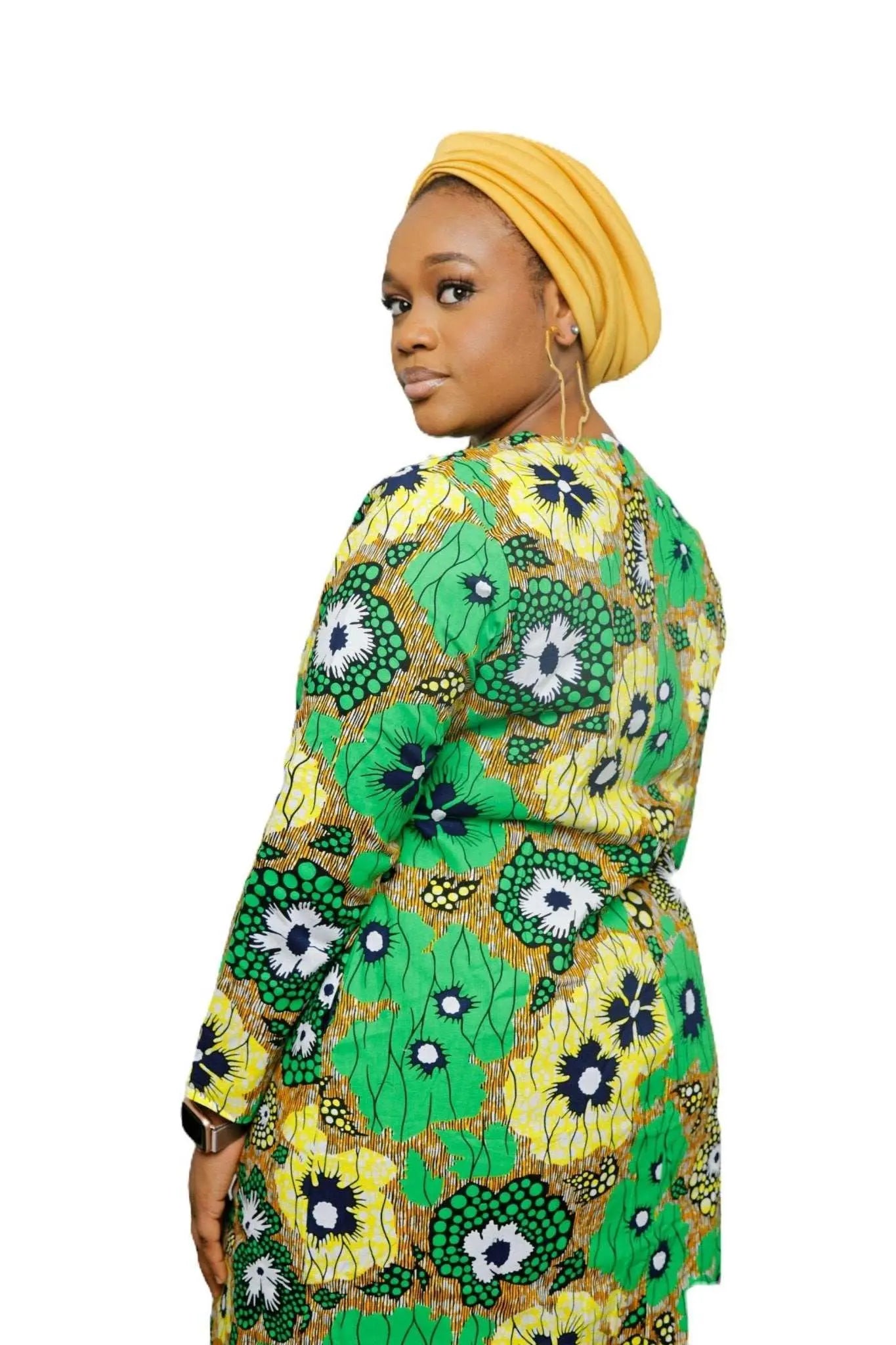 African Dress Ladies | Stylish Ankara Dress Jacket-Maxi-Green2
