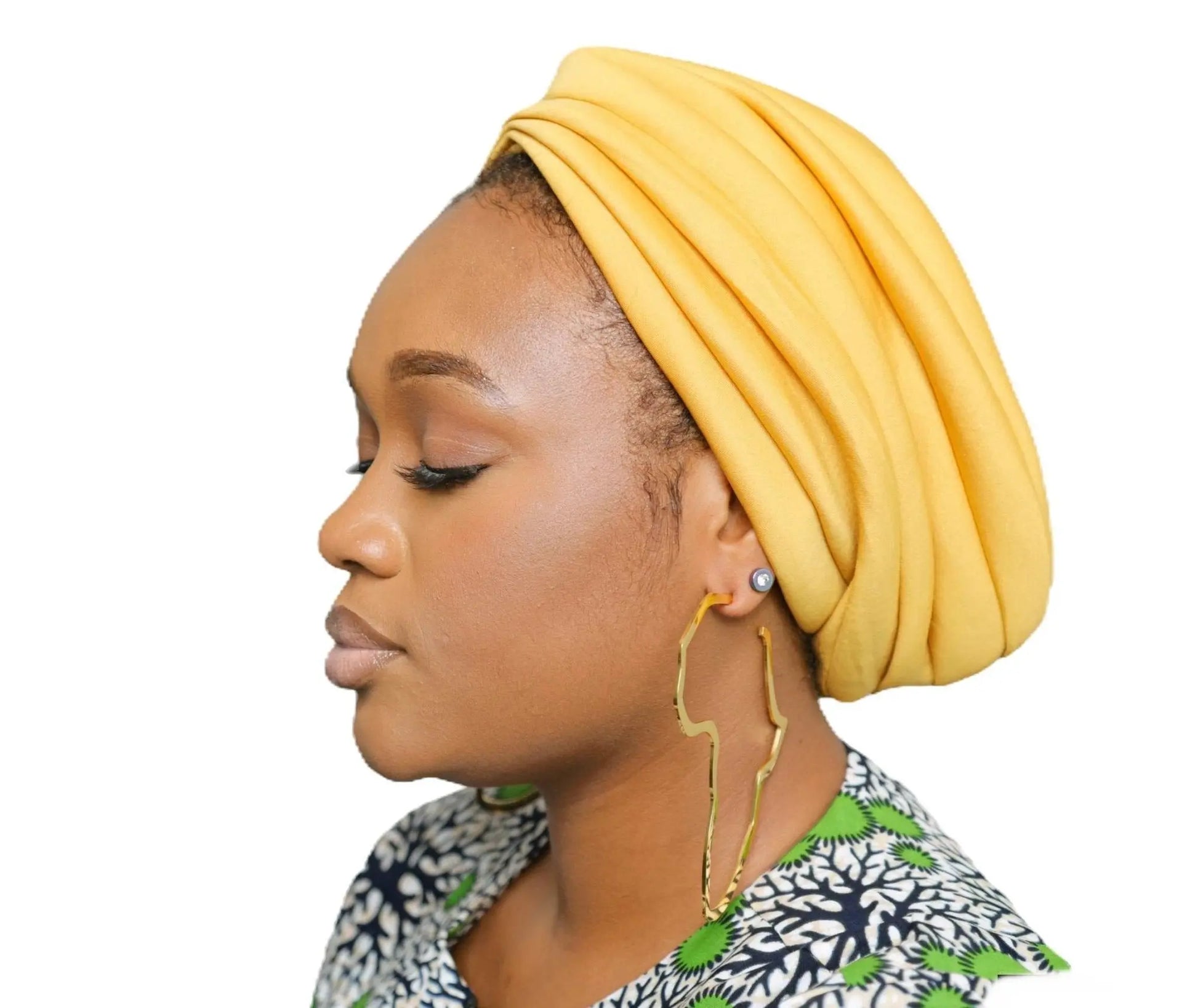 African Accessories, African Jewelry-Bold Hannah Large African Map Gold Earrings