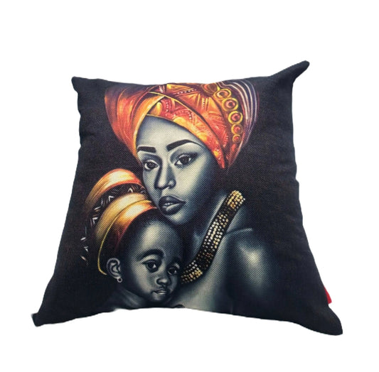 African home accessories Yumsie Decorative Canvas Throw pillow Mama and Baby