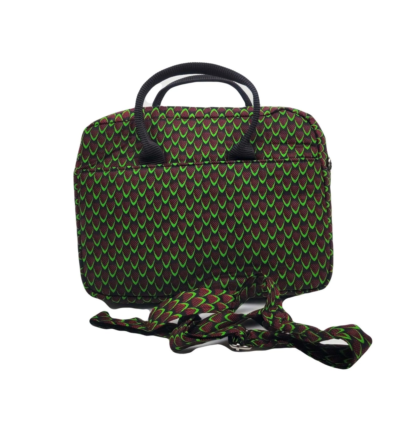 African Print Accessories | Laptop Bag Multicolor-Green