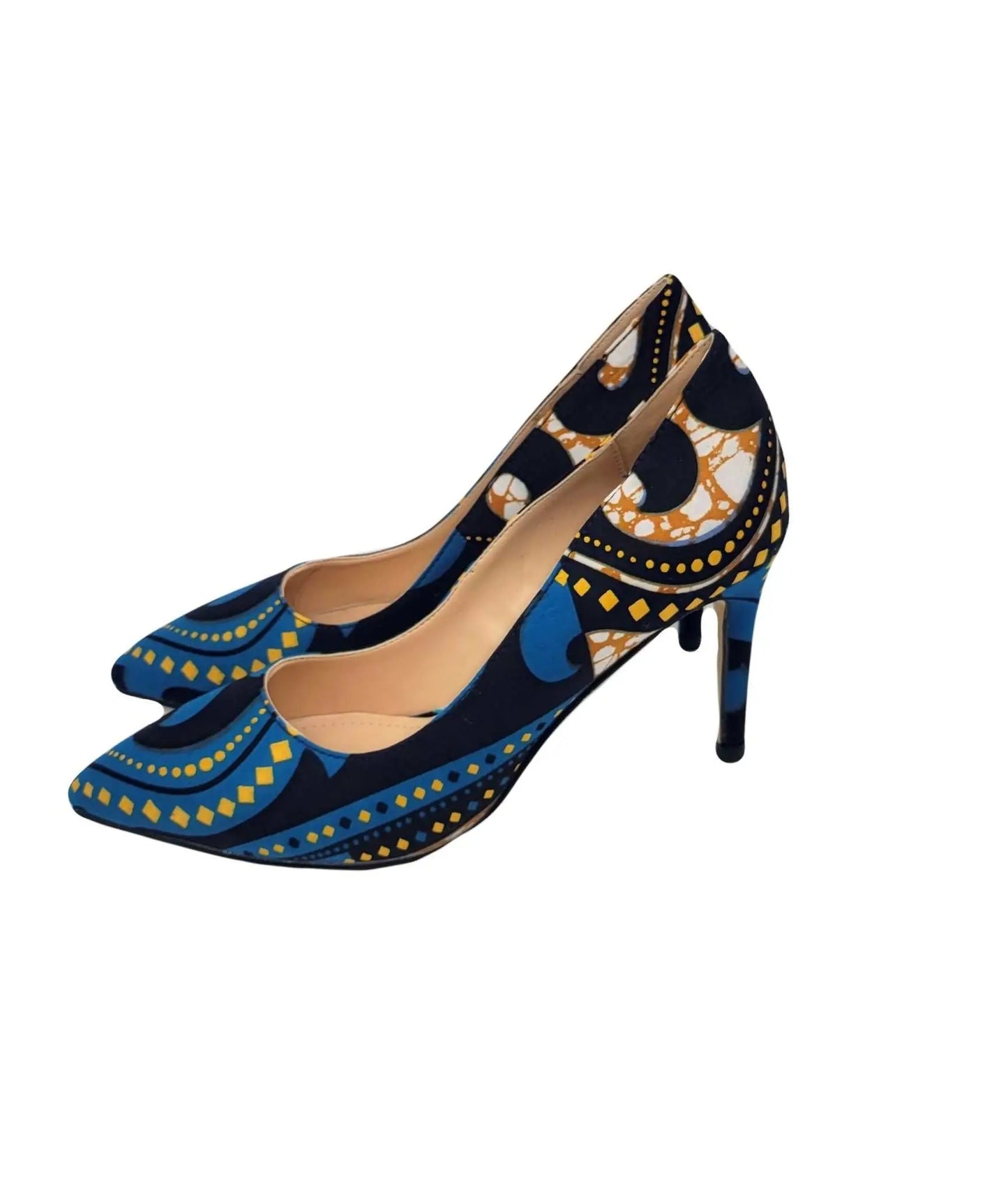 Glam Origins Liho 3" Ankara Pumps Blue_shoes Shoes AnkaraVibrant colors100% cottonKeep away from water/rain/ do not immerse in water3 inch heelSpot clean Liho 3" Ankara Pumps Blue_shoes