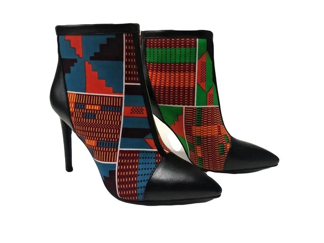 African Shoes, African Accessories African Print Kente 4" Booties-shoes