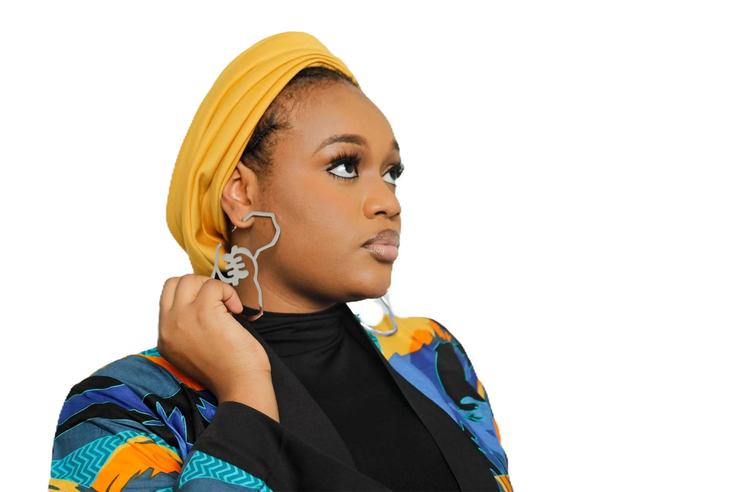 African Map earrings-Bold Hannah Large Ngyame African Map silver Earrings