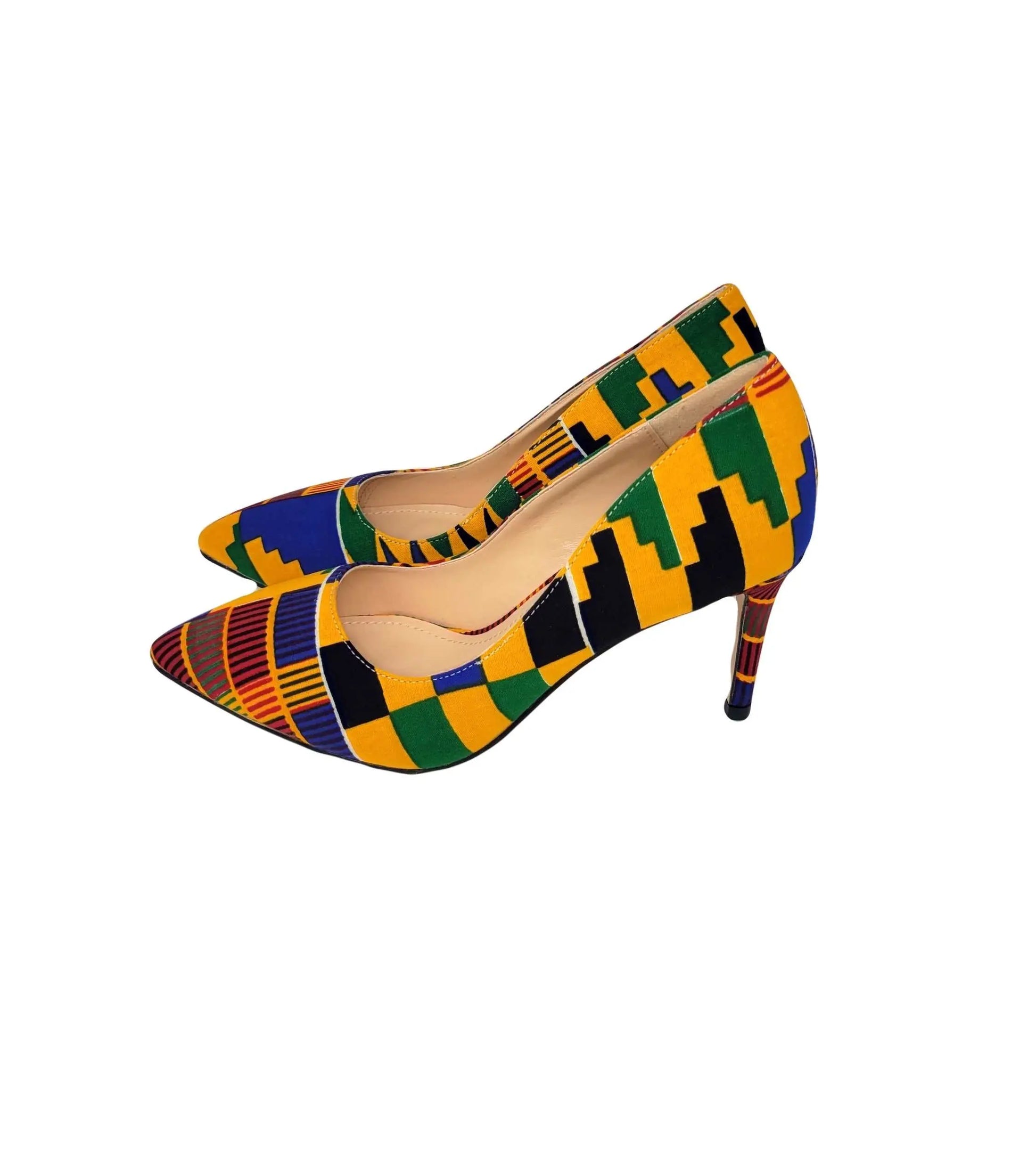 African Accessories Liho 3" heel Kente Pumps-African shoes