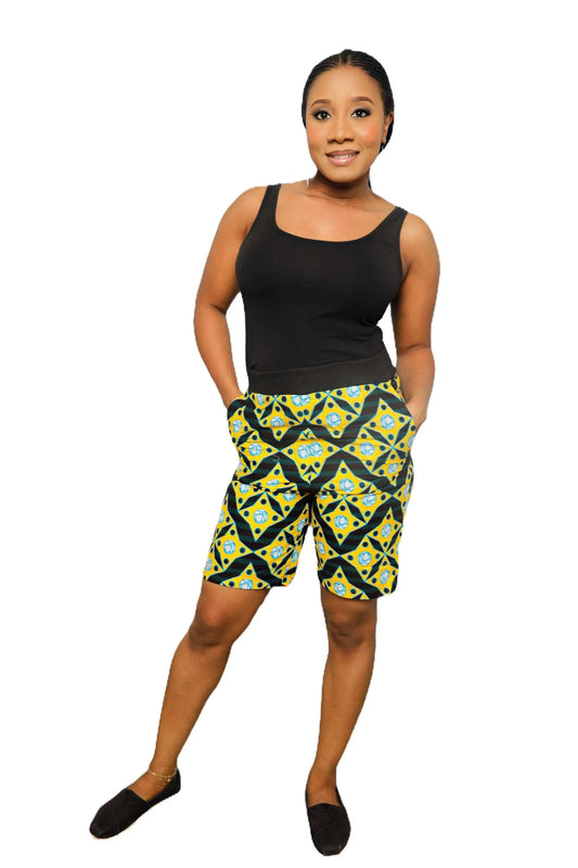 African print shorts | Stylish African fashion for women-yellow1