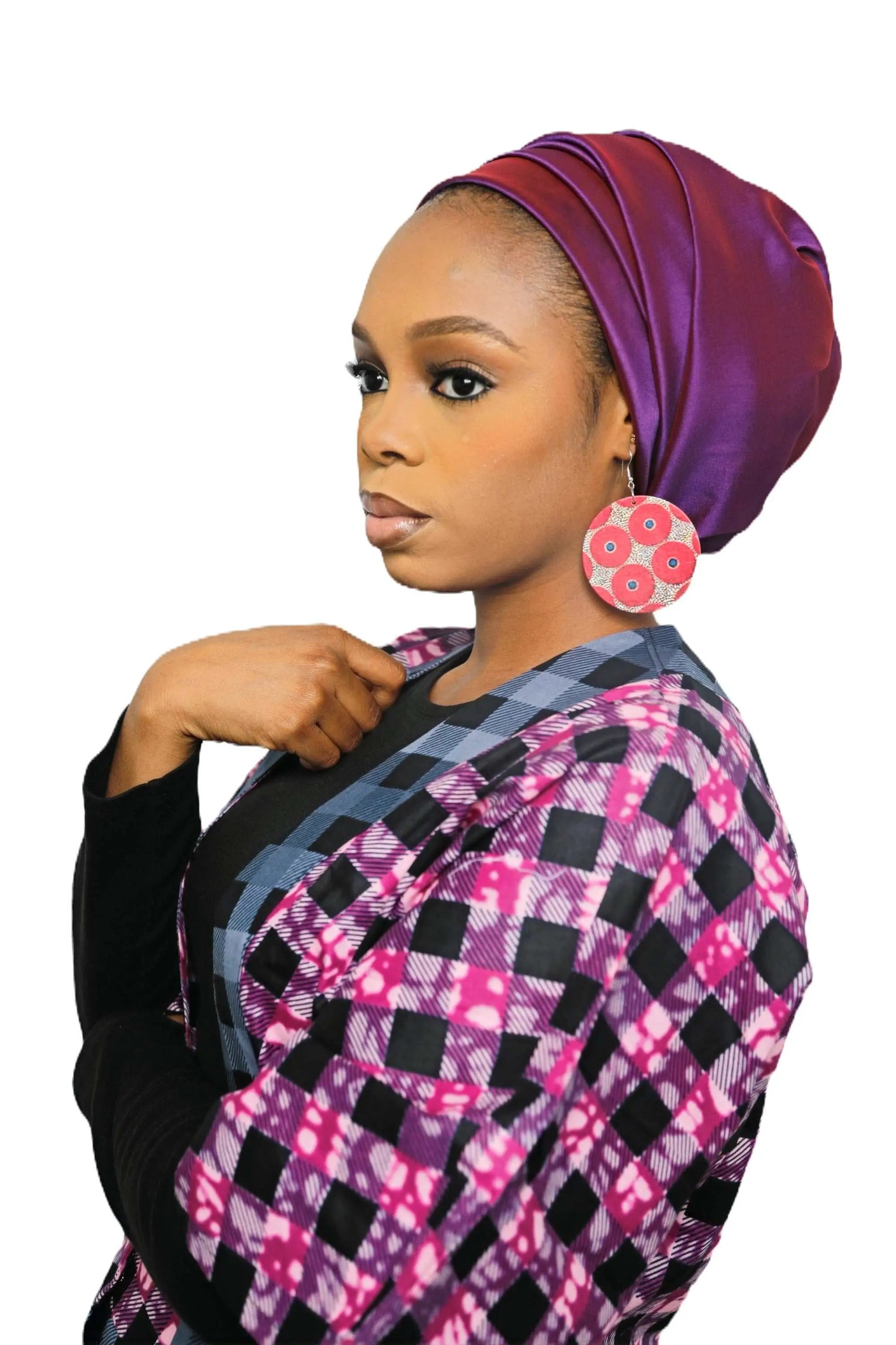 African Jewelry- Bold Mariam Large Handmade Wooden Round Bohemian Earrings