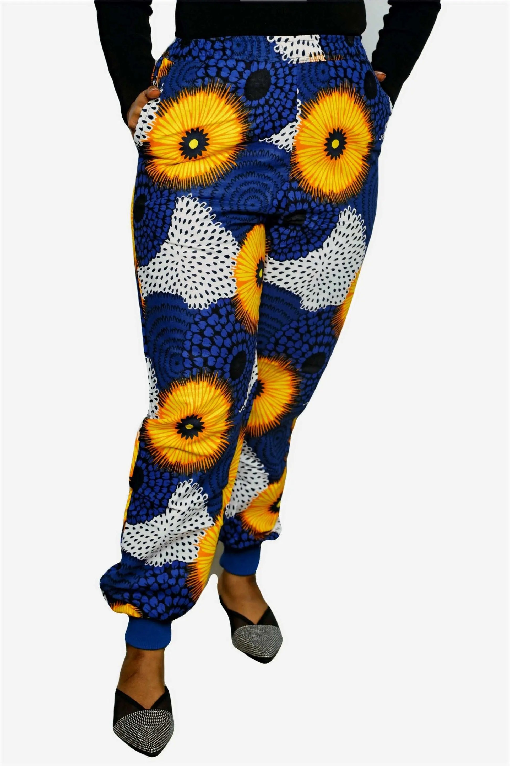 African Print Pants | Comfortable Ankara Jogger Pants-Blue2