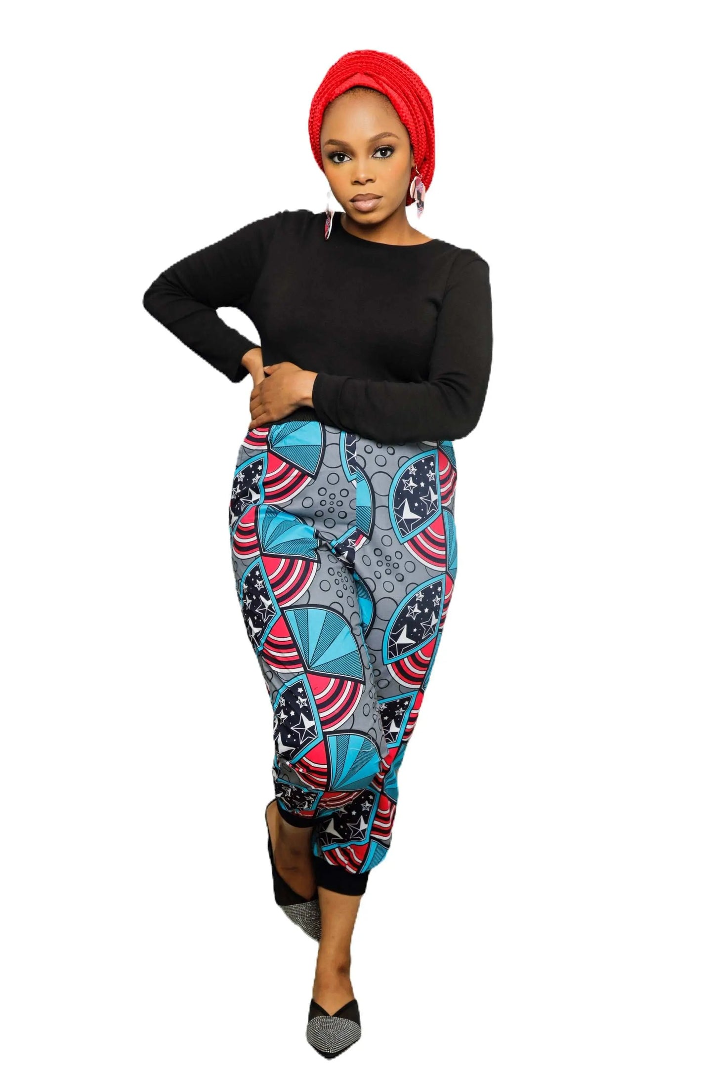 African Print Pants | Comfortable Ankara Jogger Pants- Blue4