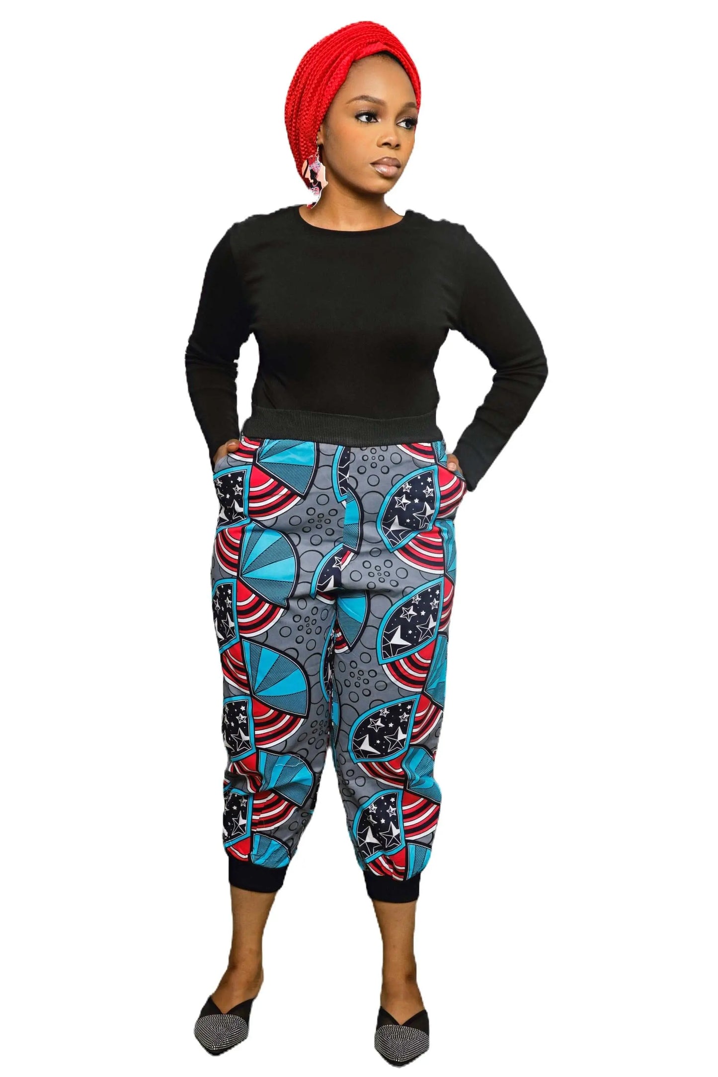 African Print Pants | Comfortable Ankara Jogger Pants- Blue4
