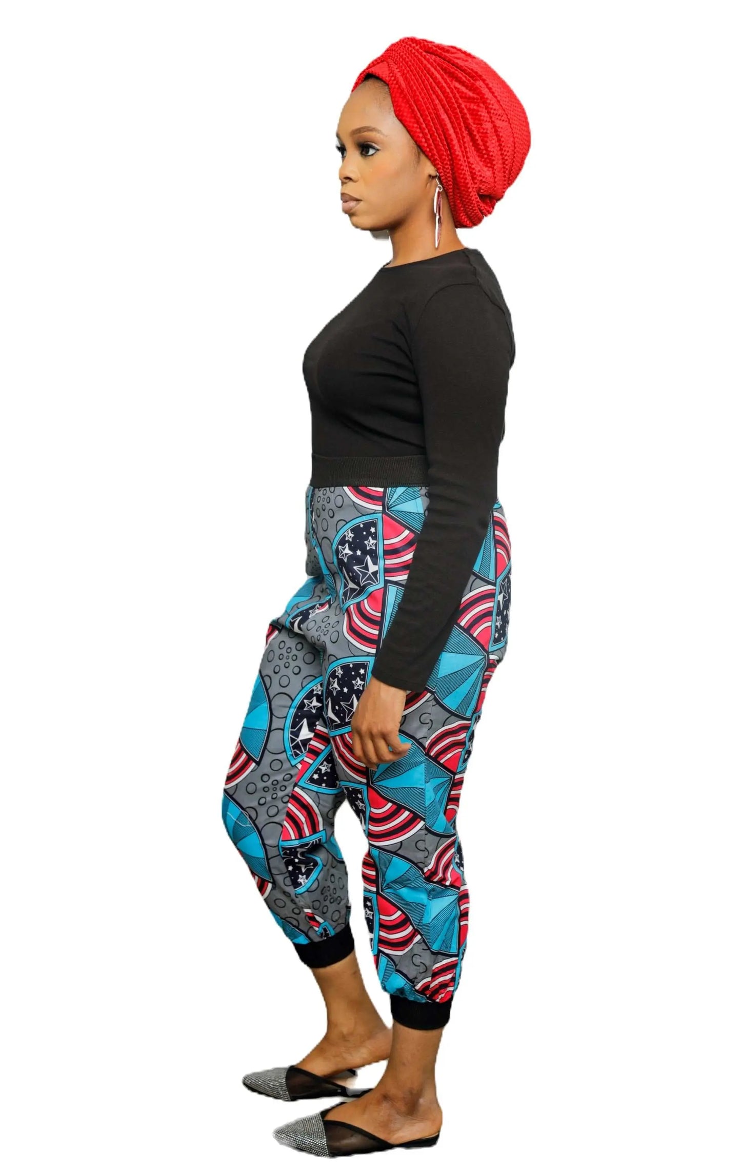 African Print Pants | Comfortable Ankara Jogger Pants- Blue4