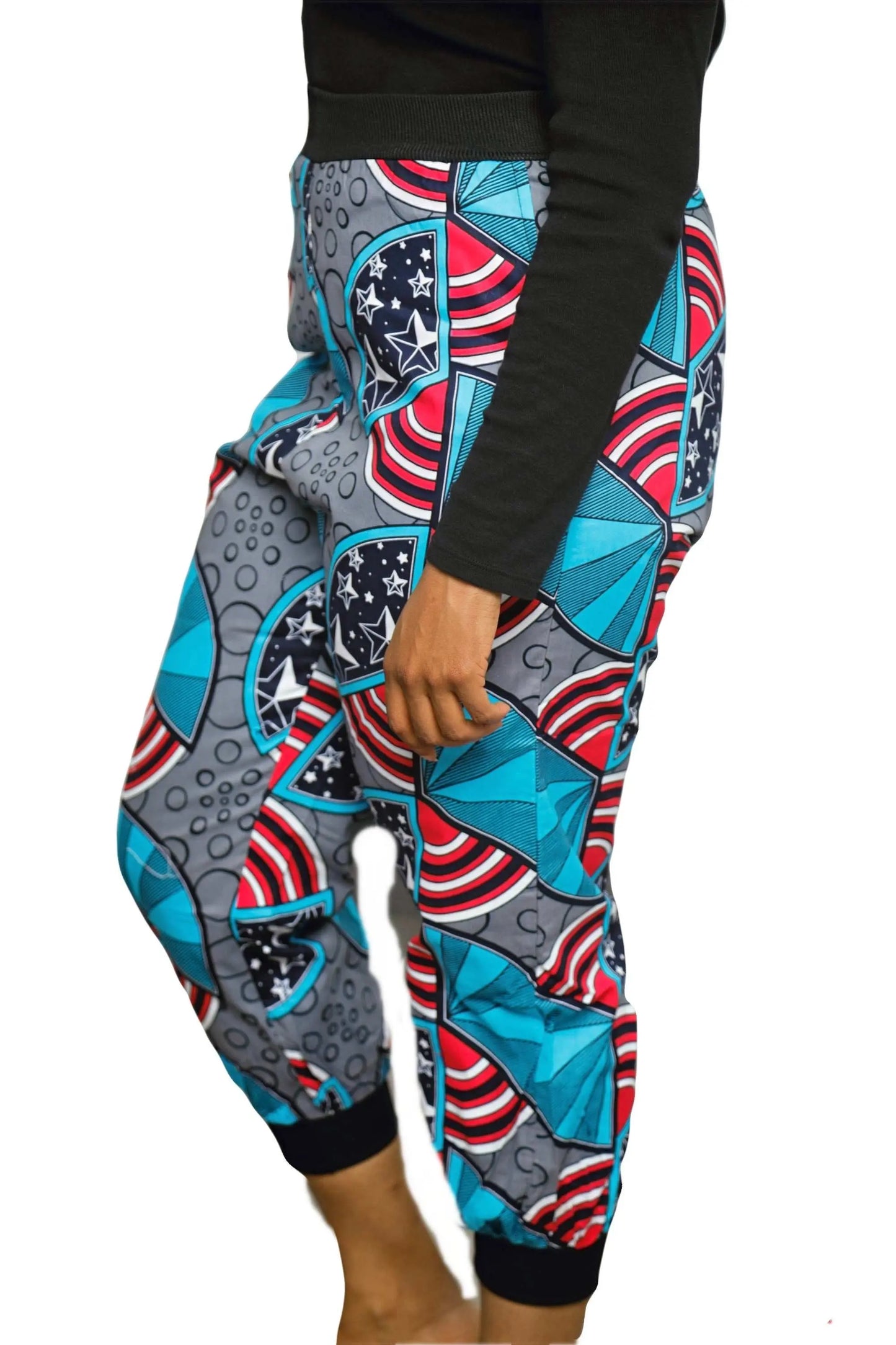 African Print Pants | Comfortable Ankara Jogger Pants- Blue4