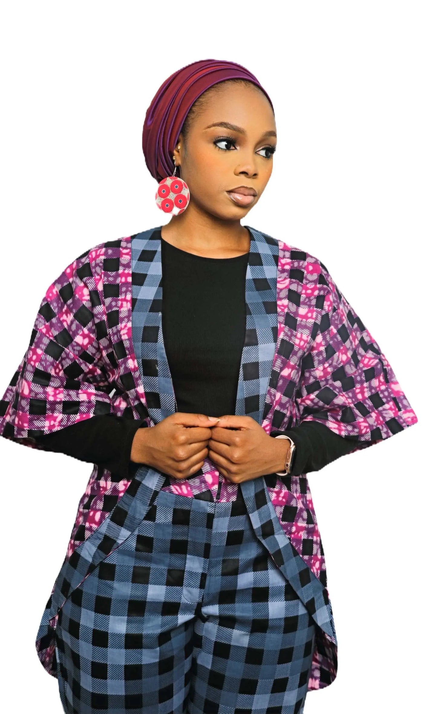 Glam Origins Ummita Ankara Kimono Kimono Ankara 100% cotton Size: M (Items may run small and does not stretch due to nature of fabric) Measurement: in inches Shoulders: 14 Sleeves: 40 Bust: 44 Length Ummita Ankara Kimono