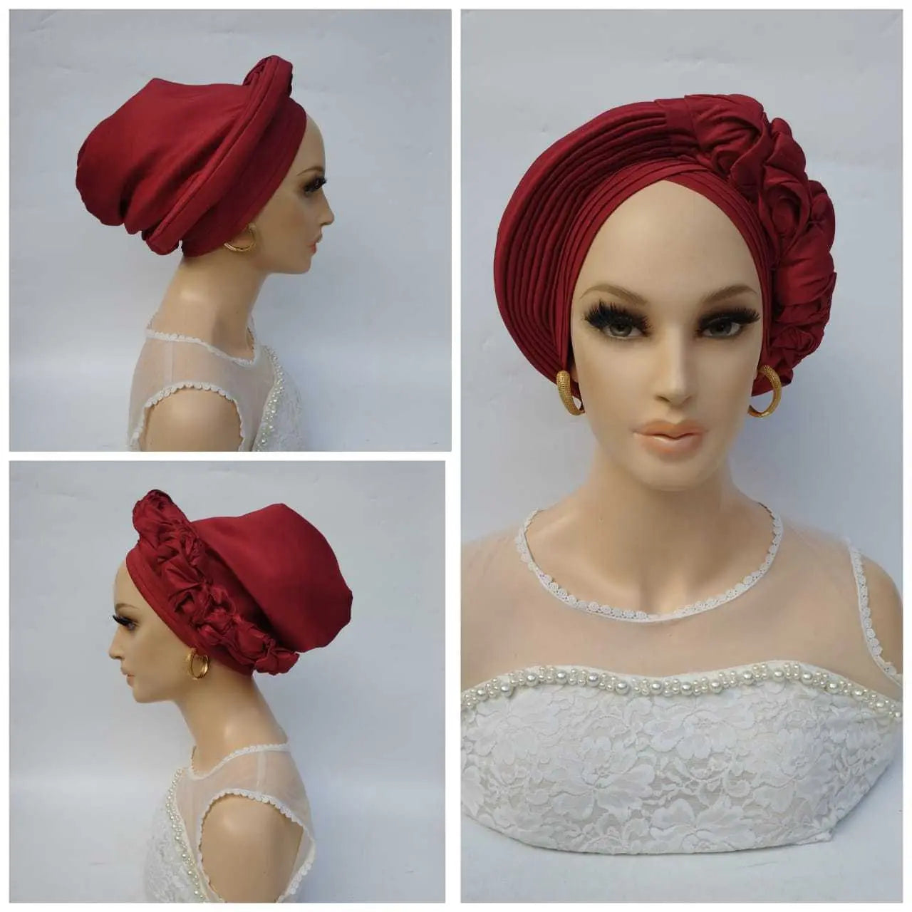 Stylish African Accessories | Silk Turban-Head Cover-Red