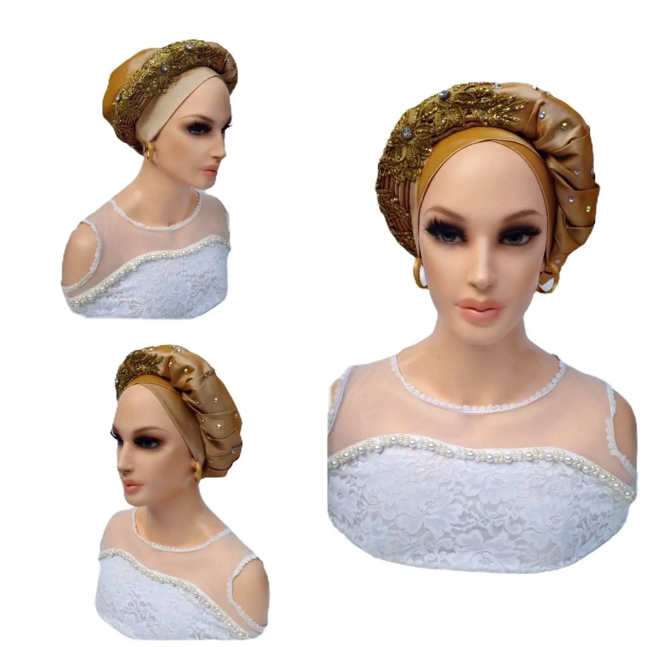 Glam Origins Meena Embellished Gold silk turban Turbans Handmade silk turbans Adjust to fit Vibrant Colors Stylish True to roots Spot clean Best dry clean Made in Nigeria
Meena Embellished Gold silk turban