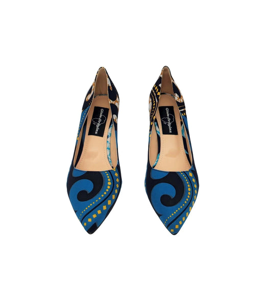 Glam Origins Liho 3" Ankara Pumps Blue_shoes Shoes AnkaraVibrant colors100% cottonKeep away from water/rain/ do not immerse in water3 inch heelSpot clean Liho 3" Ankara Pumps Blue_shoes