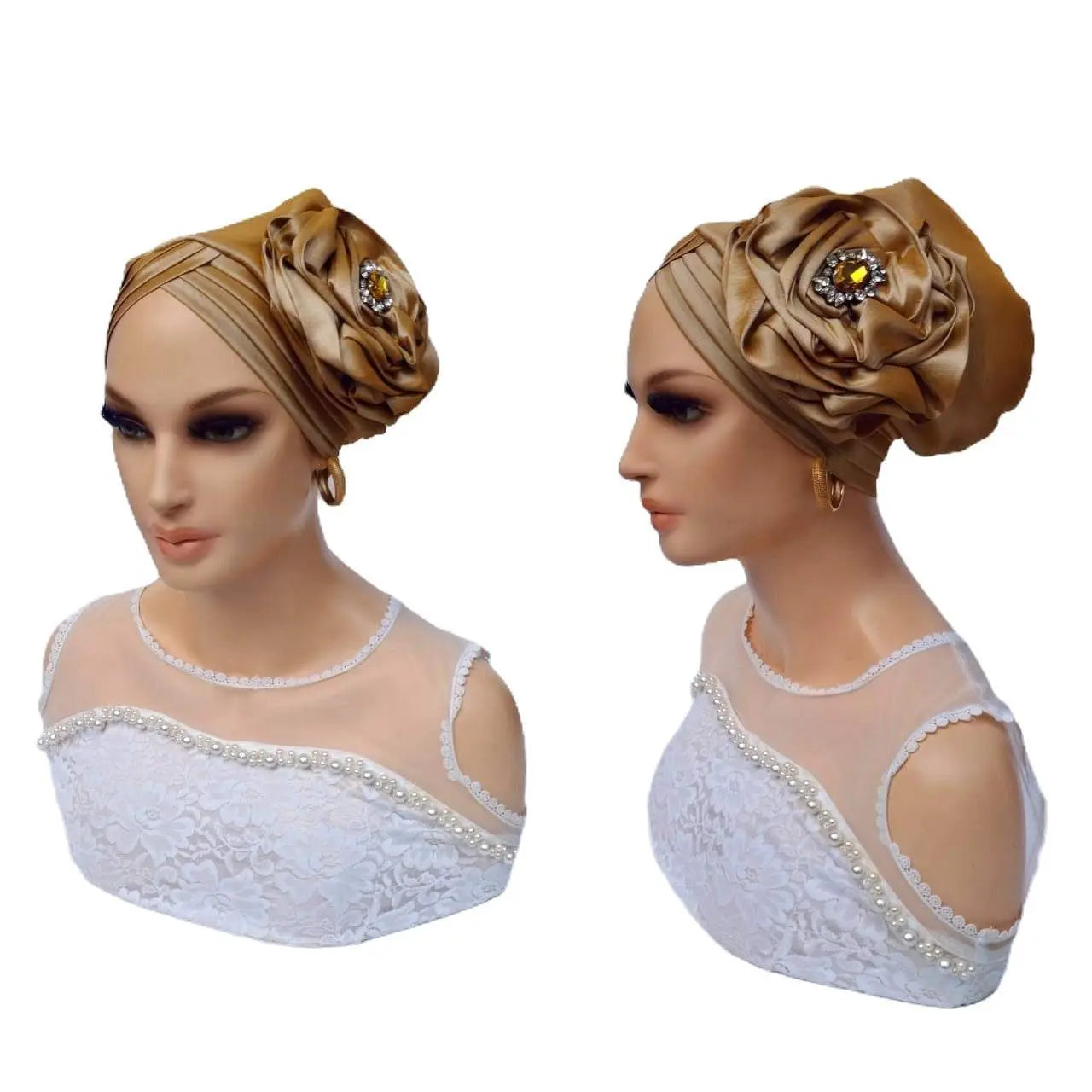 Glam Origins Jojo flower embellished gold silk turban Turbans Handmade silk turbans Adjust to fit Vibrant Colors Stylish True to roots Spot clean Best dry clean Made in Nigeria
Jojo flower embellished gold silk turban