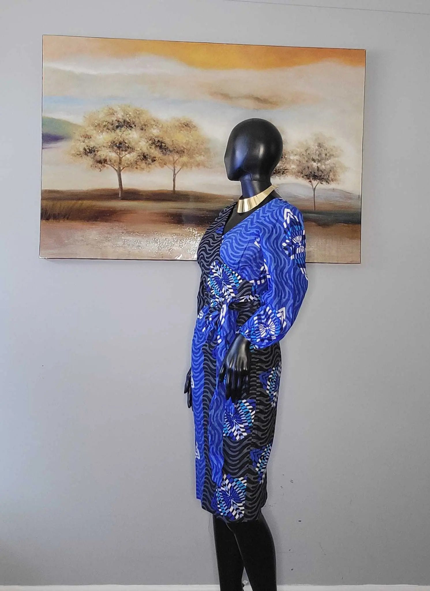 African Dresses for Ladies - Stylish Ankara Dresses blue+black2 