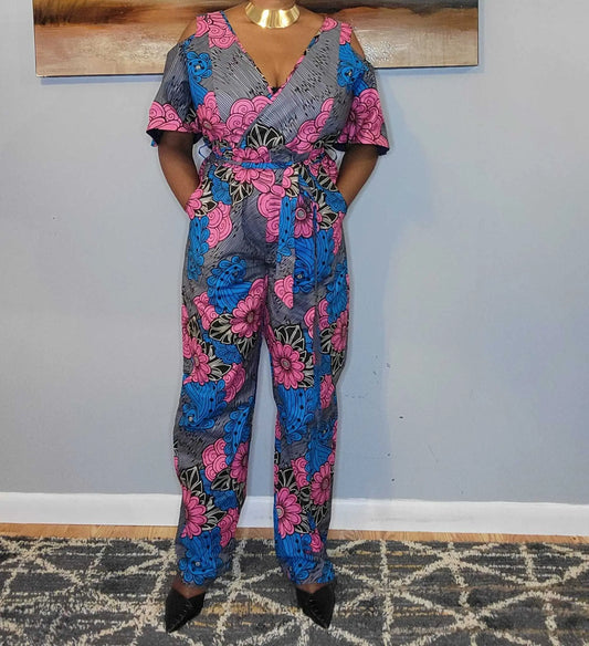 Women African Clothing|African Print Jumpsuit Multicolor 