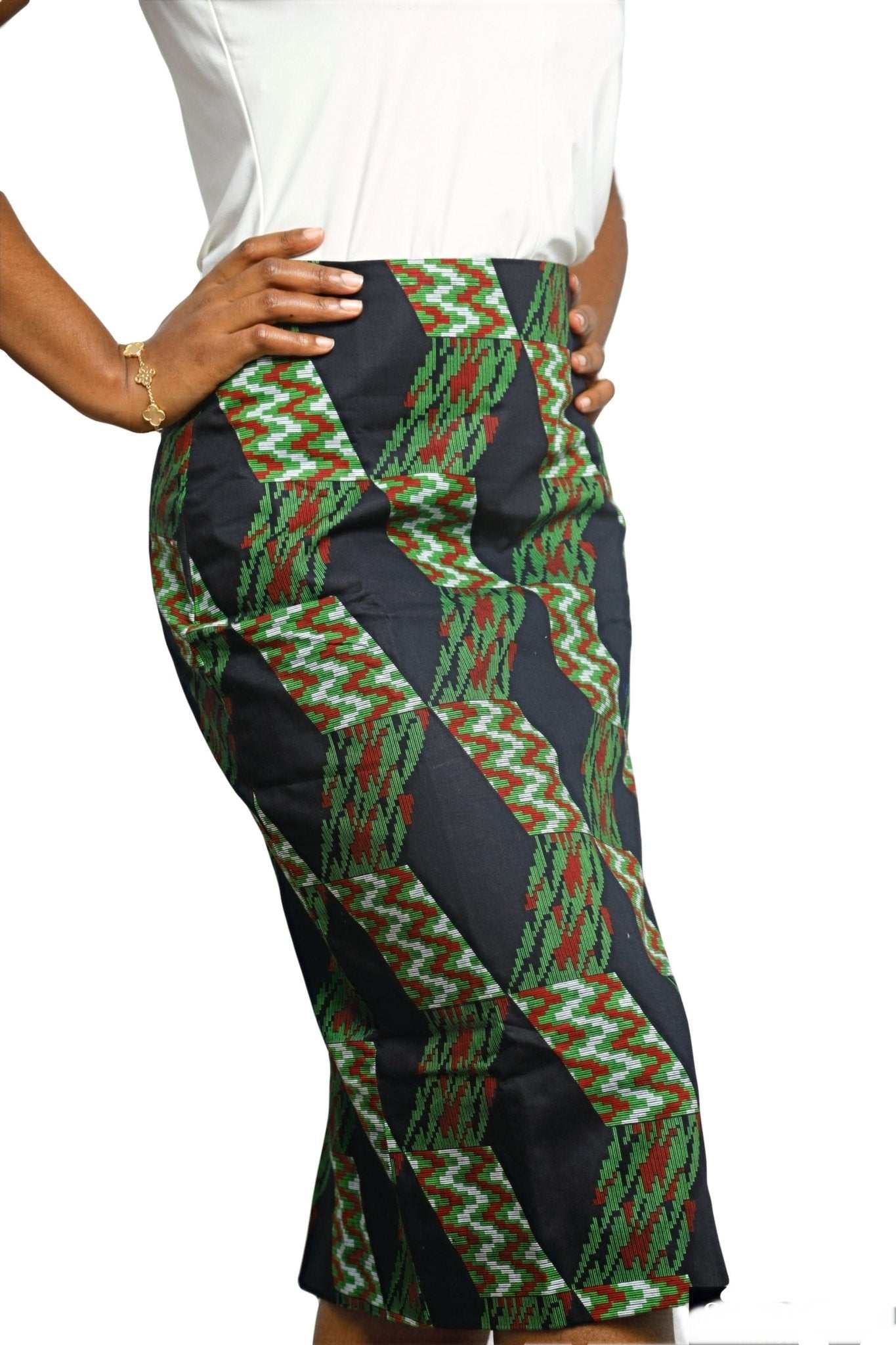 Glam Origins Ankara Pencil skirt Skirts 
Ankara 
100% cotton
Measurement: M
Light lining
Vibrant Colors
Stylish
True to roots
Best dry clean
Article/clothing might shrink over time due to nature of fabric
 Ankara Pencil skirt