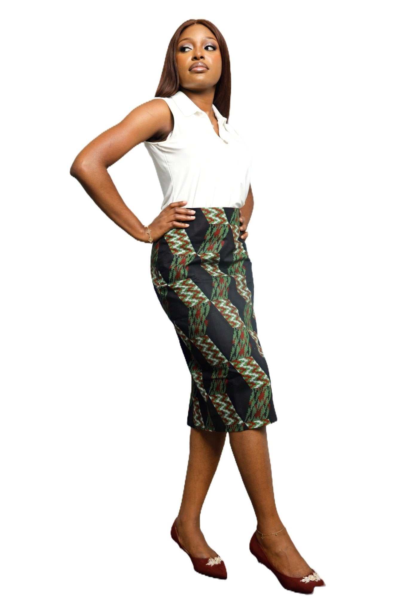 Glam Origins Ankara Pencil skirt Skirts 
Ankara 
100% cotton
Measurement: M
Light lining
Vibrant Colors
Stylish
True to roots
Best dry clean
Article/clothing might shrink over time due to nature of fabric
 Ankara Pencil skirt