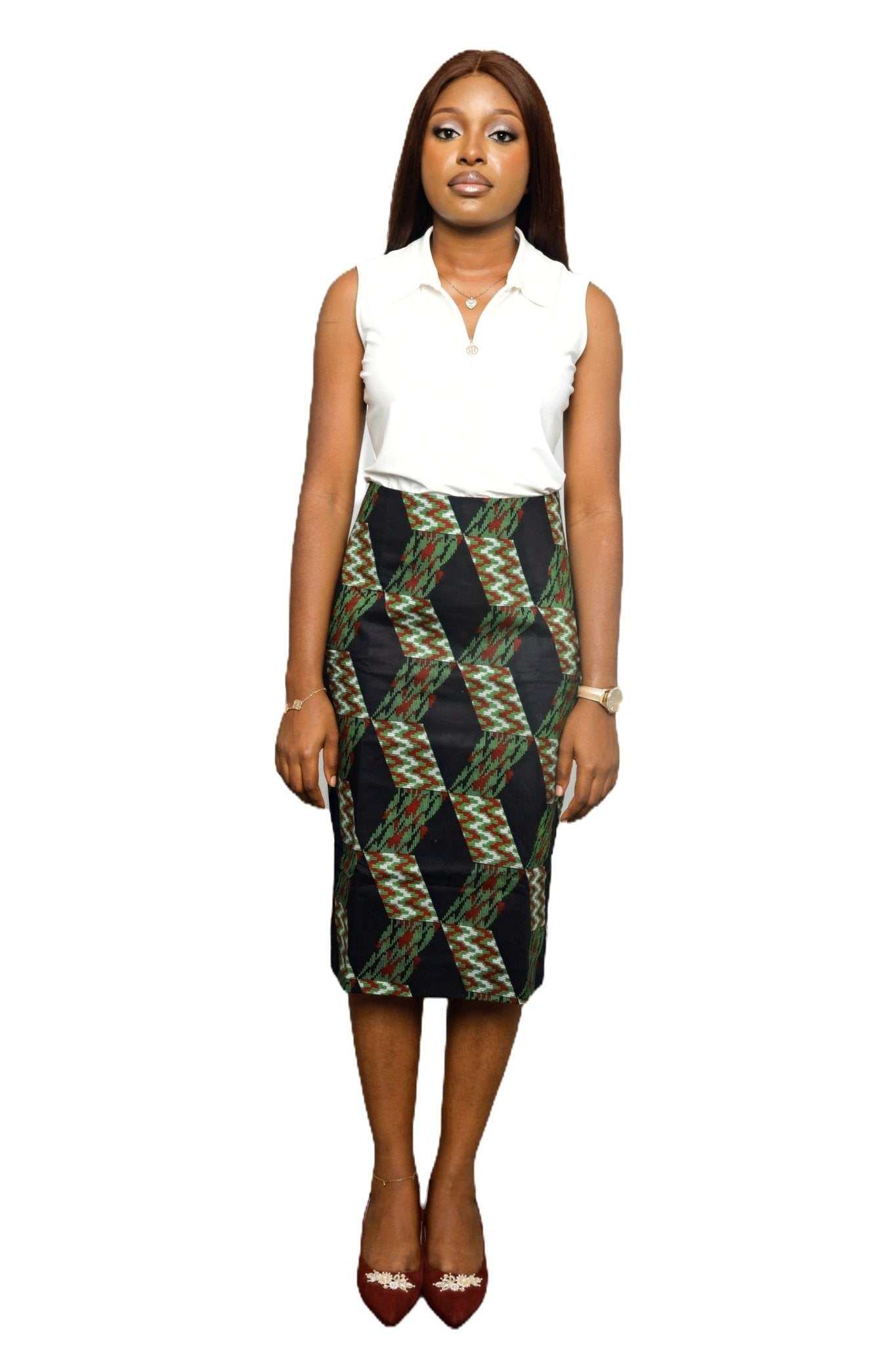 Glam Origins Ankara Pencil skirt Skirts 
Ankara 
100% cotton
Measurement: M
Light lining
Vibrant Colors
Stylish
True to roots
Best dry clean
Article/clothing might shrink over time due to nature of fabric
 Ankara Pencil skirt