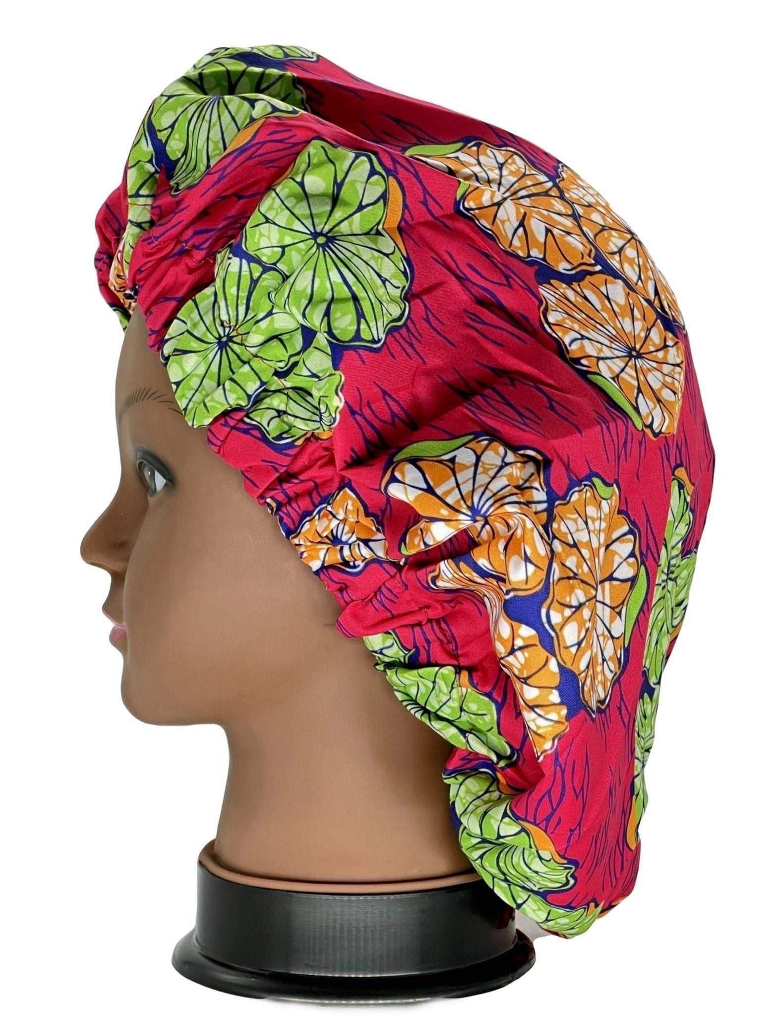 Ankara Print Satin Lined Double Layer Hair Bonnet - Glam Origins