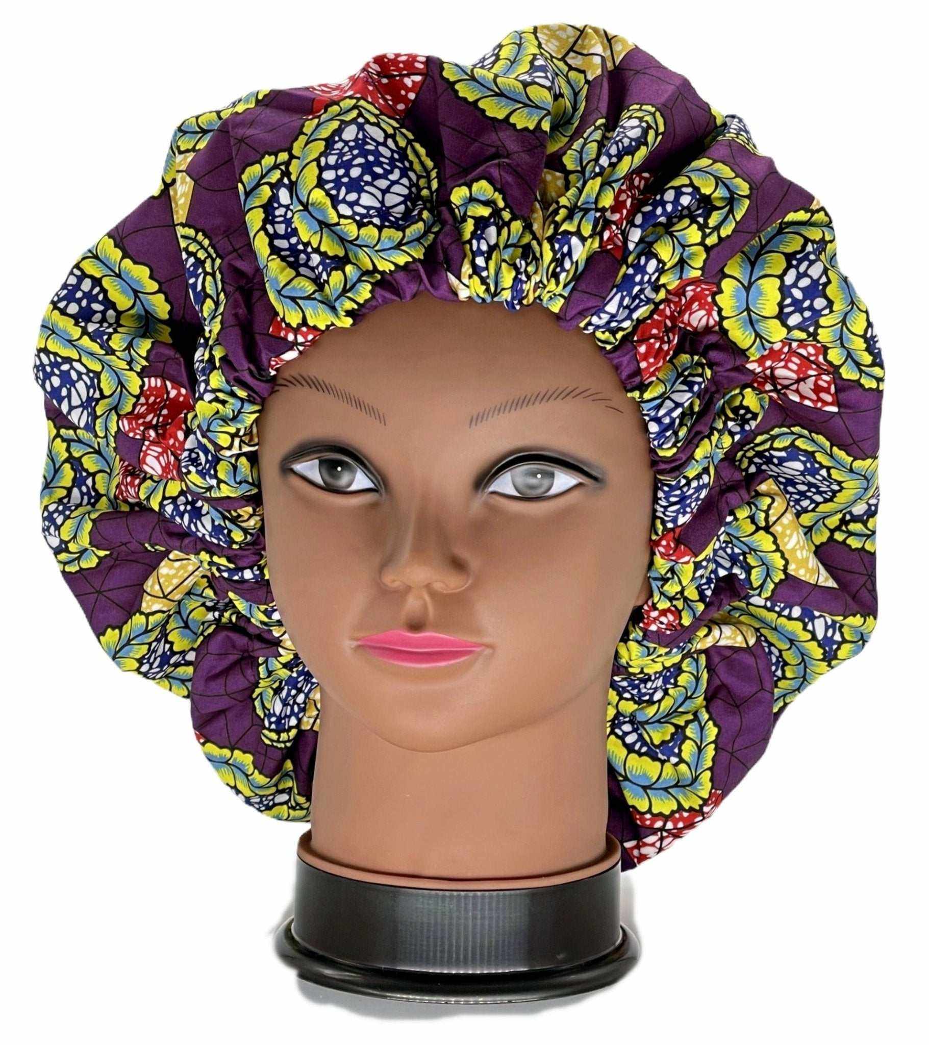 Ankara Print Satin Lined Double Layer Hair Bonnet - Glam Origins