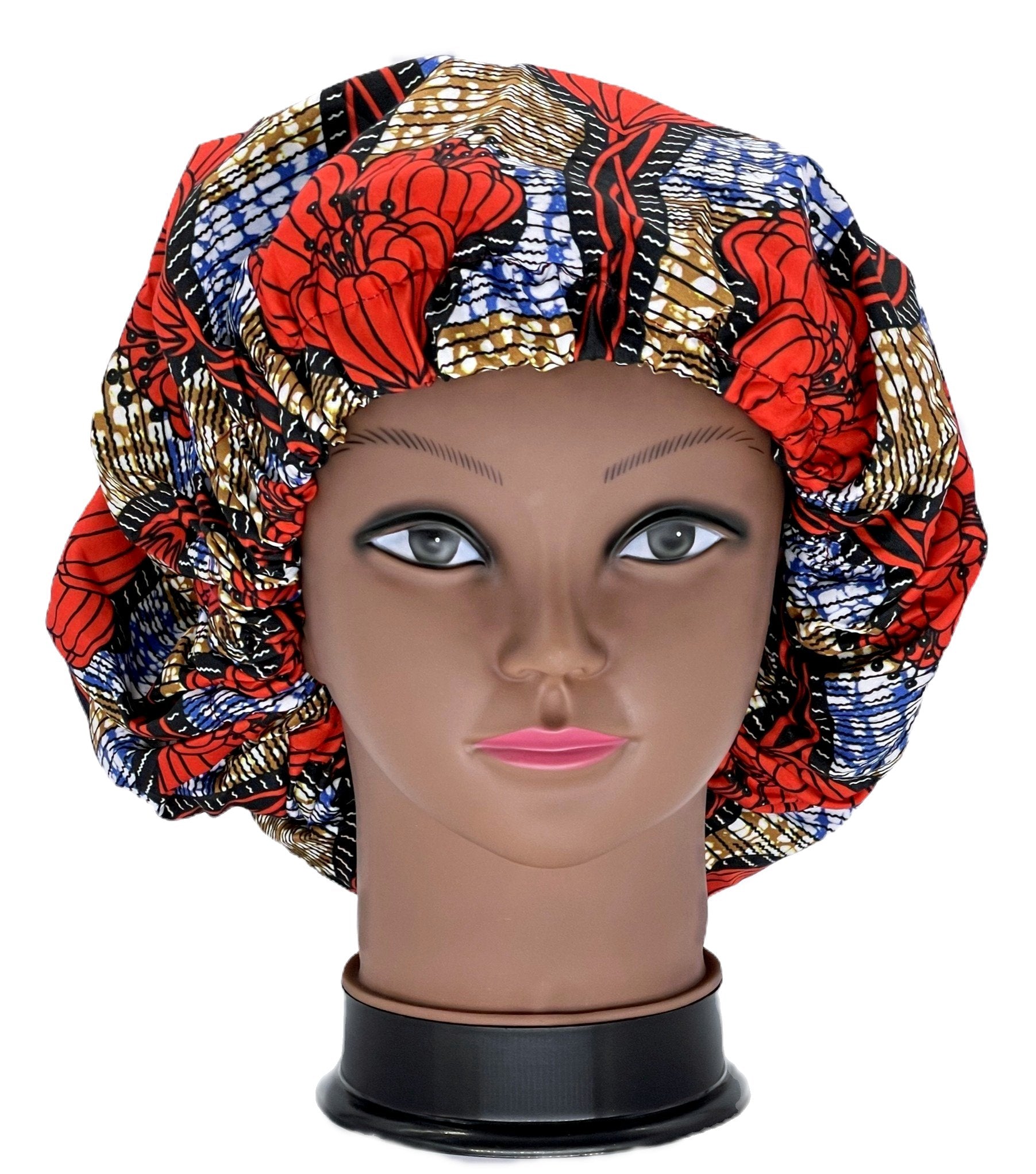 Ankara Print Satin Lined Double Layer Hair Bonnet - Glam Origins