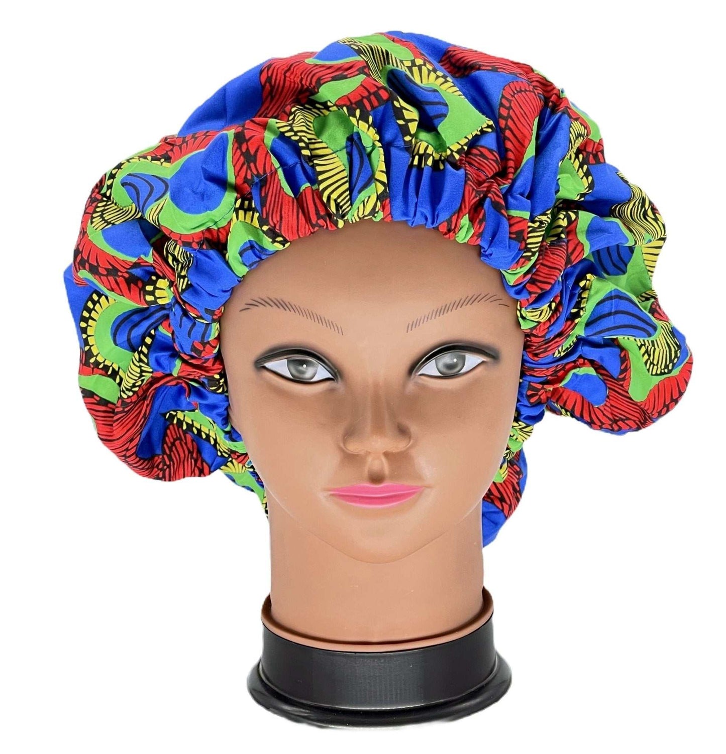 Ankara Print Satin Lined Double Layer Hair Bonnet - Glam Origins