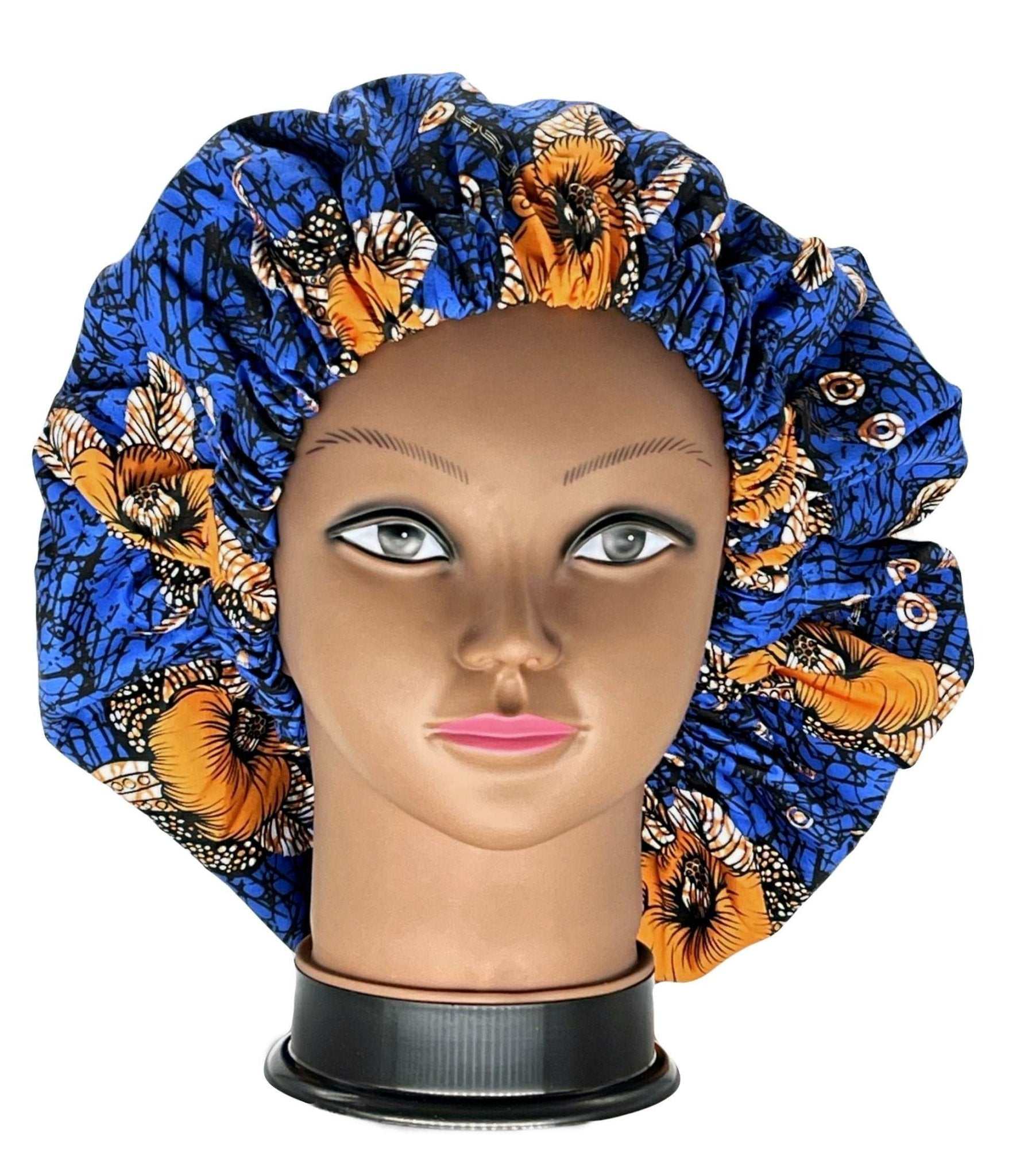 Ankara Print Satin Lined Double Layer Hair Bonnet - Glam Origins