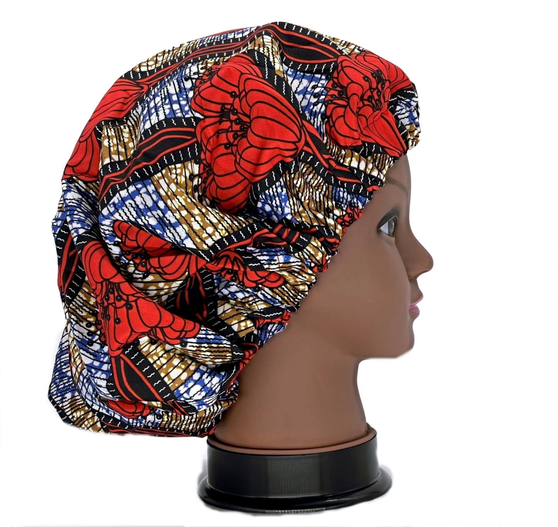 Ankara Print Satin Lined Double Layer Hair Bonnet - Glam Origins