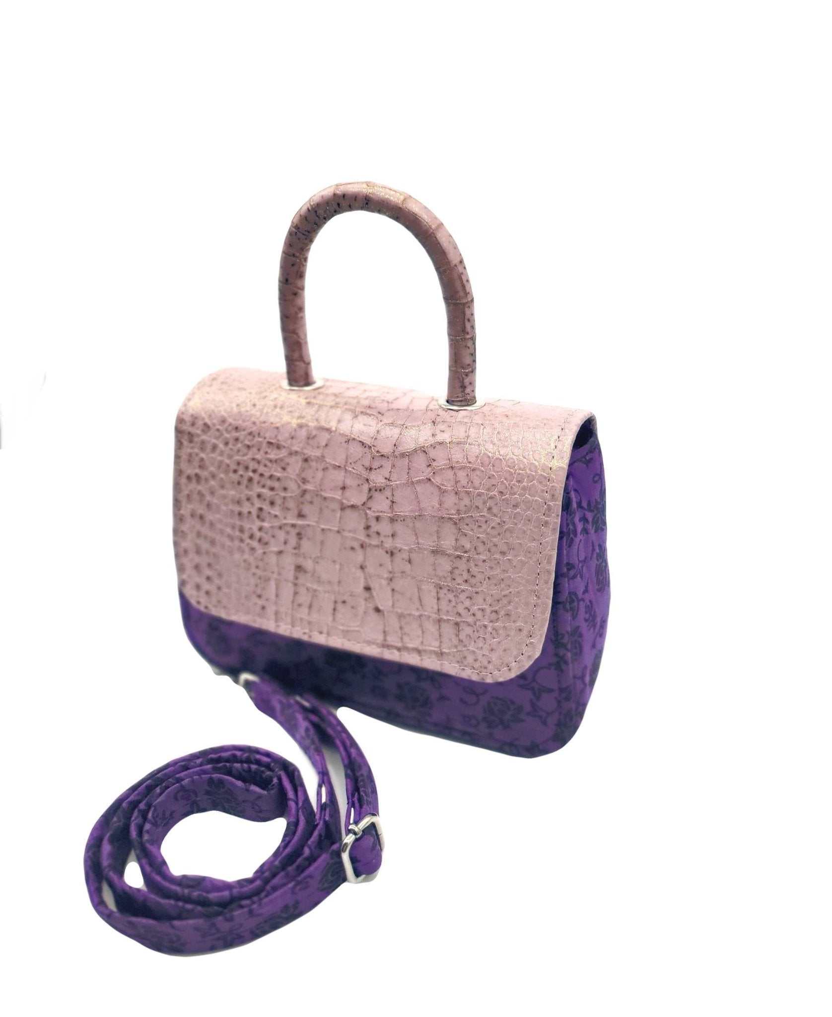 Asma chic Ankara Handbag Purple - Glam Origins