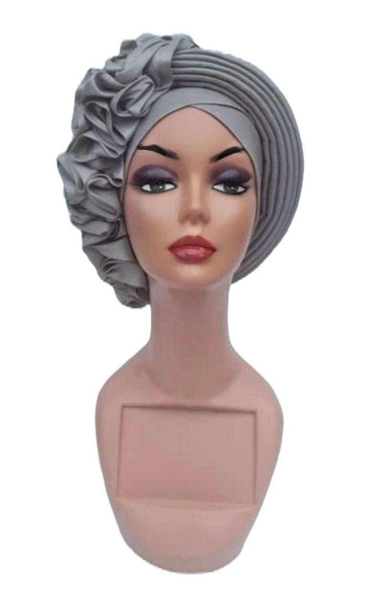 Asma Chic Silver Silk Turban - Glam Origins