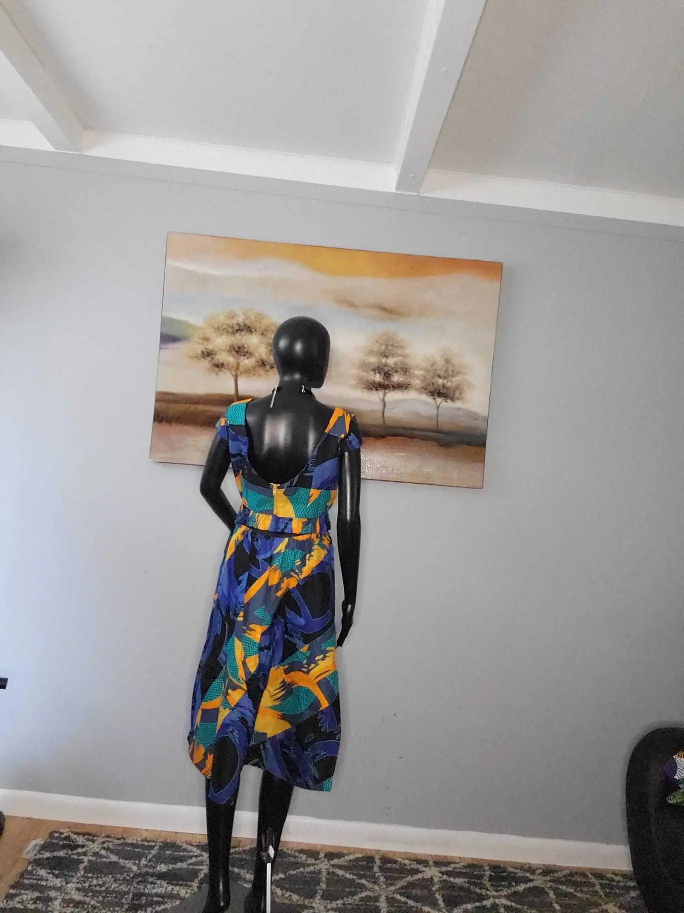 African Dresses for Ladies - Stylish Ankara Dresses blue+orange 