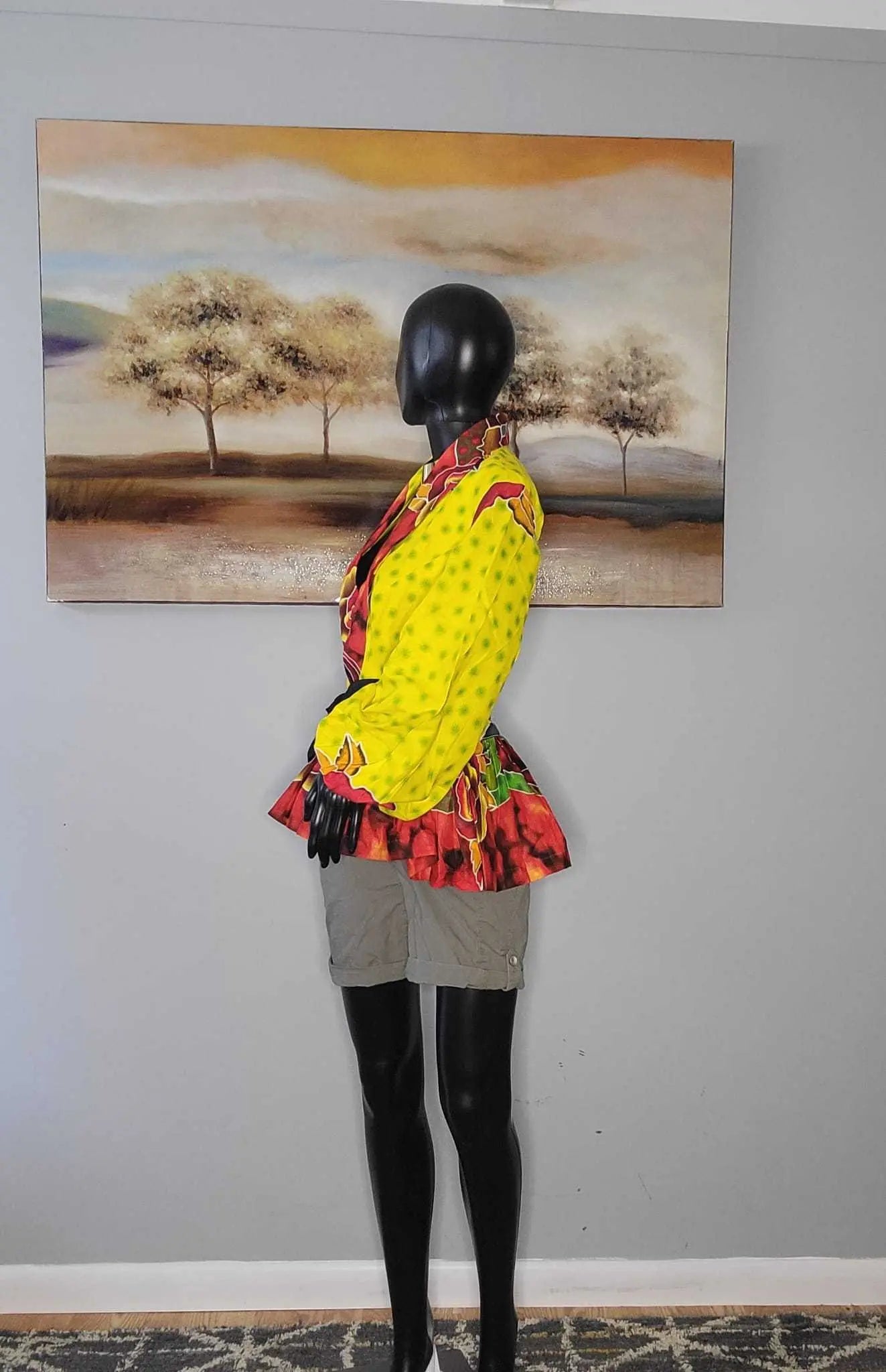 African Clothing for Women | Stylish Liho Peplum Top-Ankara-yellow 