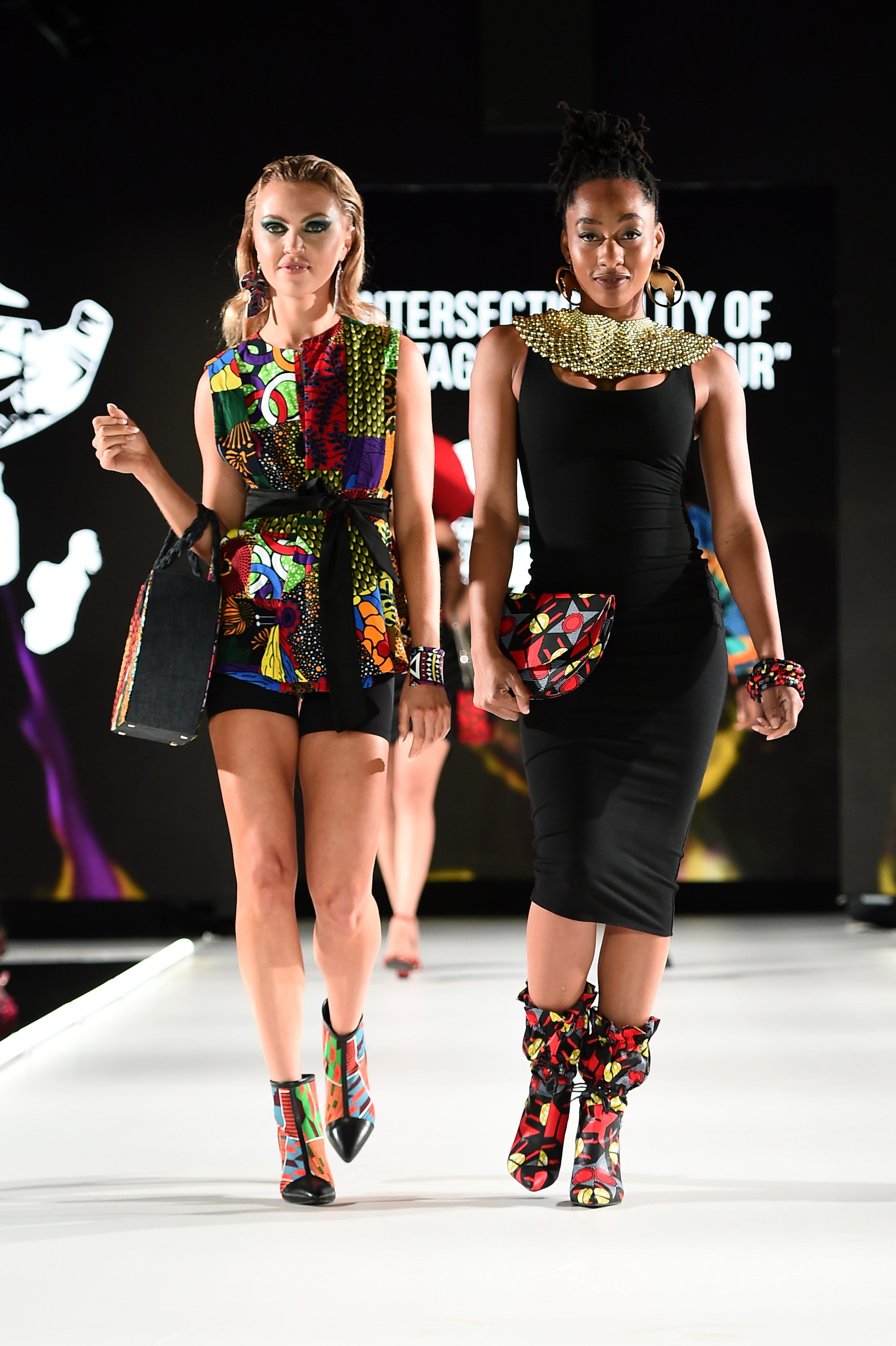 Load video: Glam Origins African print fashion debut at New York Fashion Week showcasing Afrocentric style and African print accessories