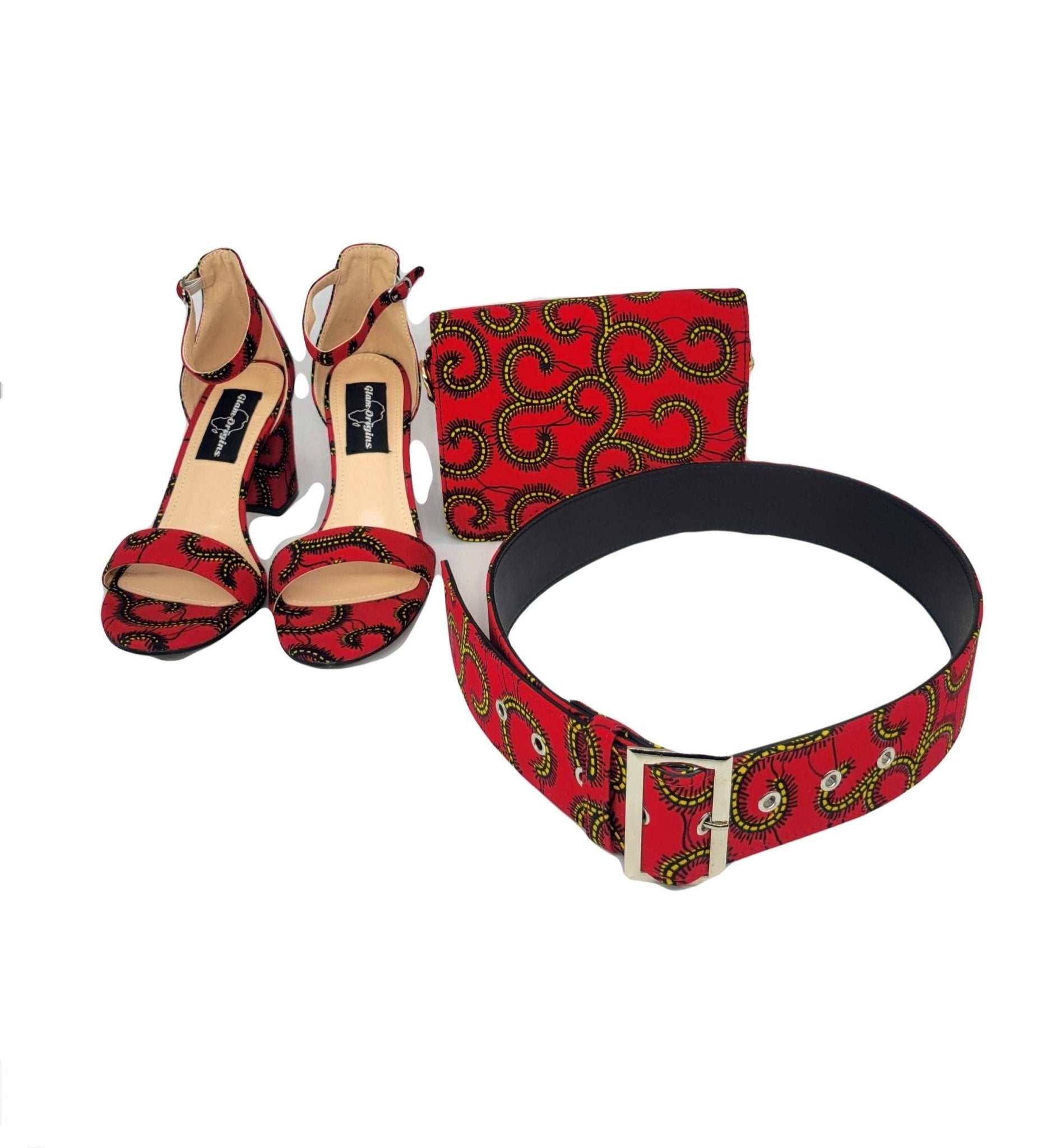 Hafsy 3" Ankara Sandals Red_shoes - Glam Origins