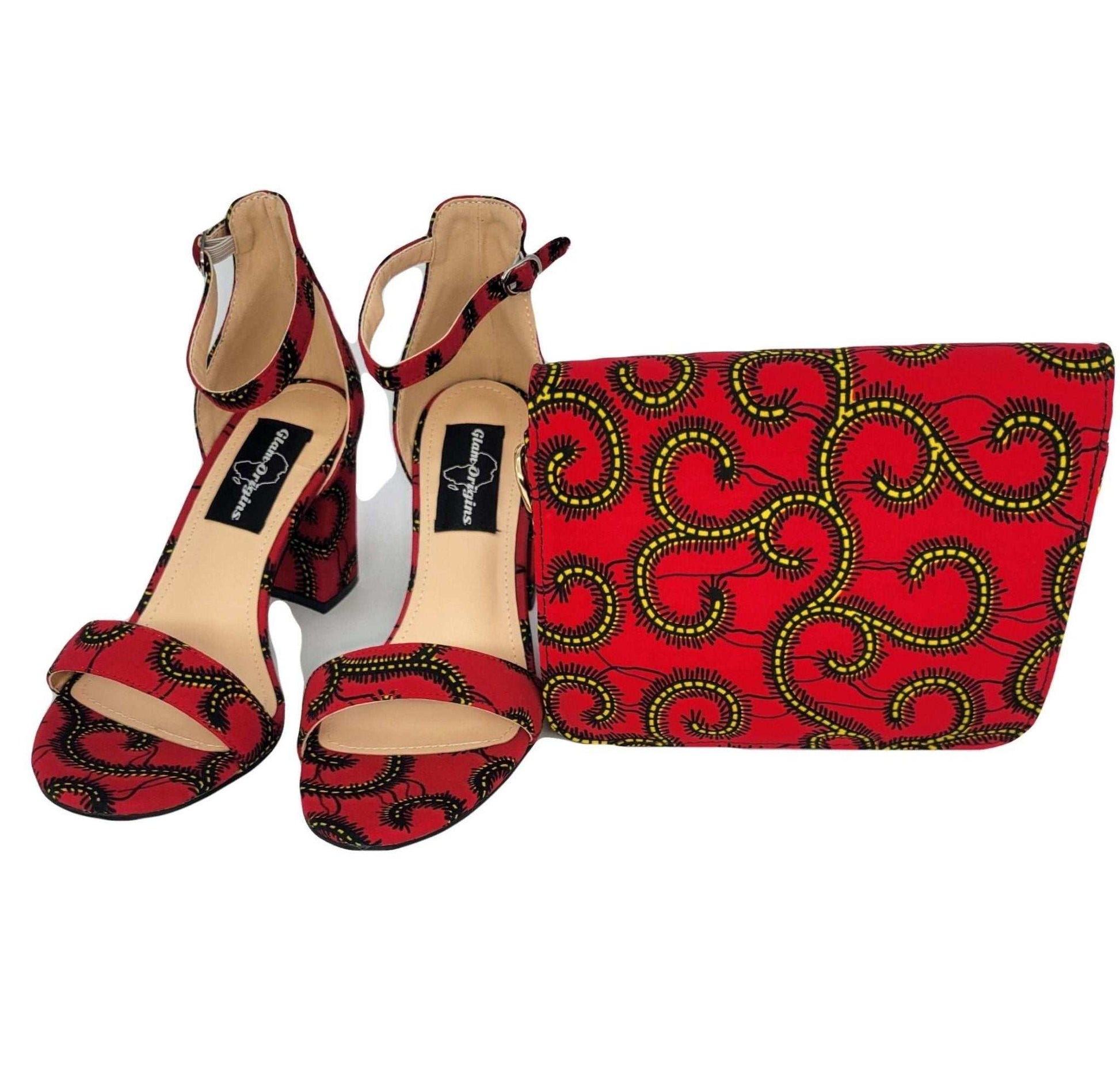 Hafsy 3" Ankara Sandals Red_shoes - Glam Origins