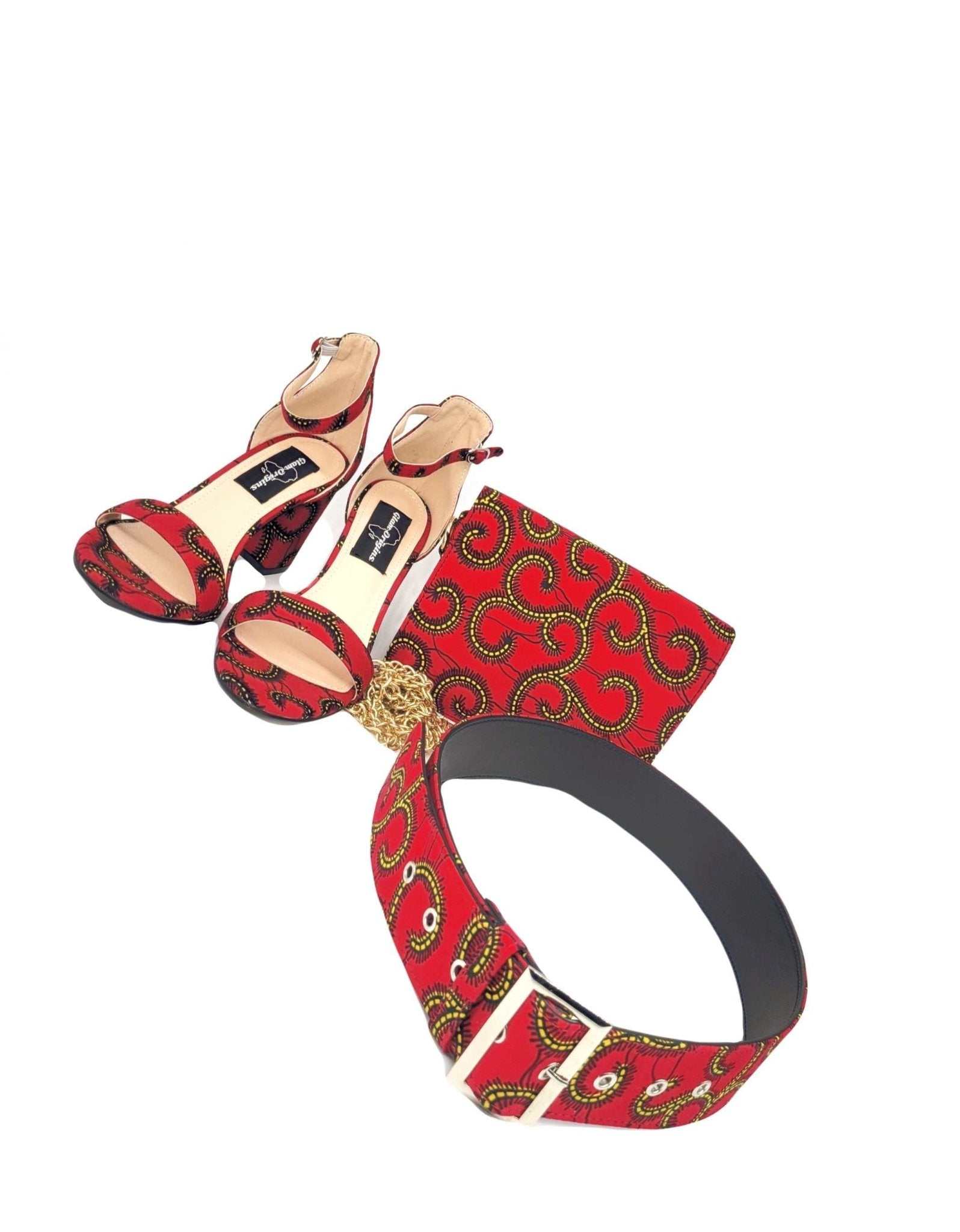 Hafsy 3" Ankara Sandals Red_shoes - Glam Origins