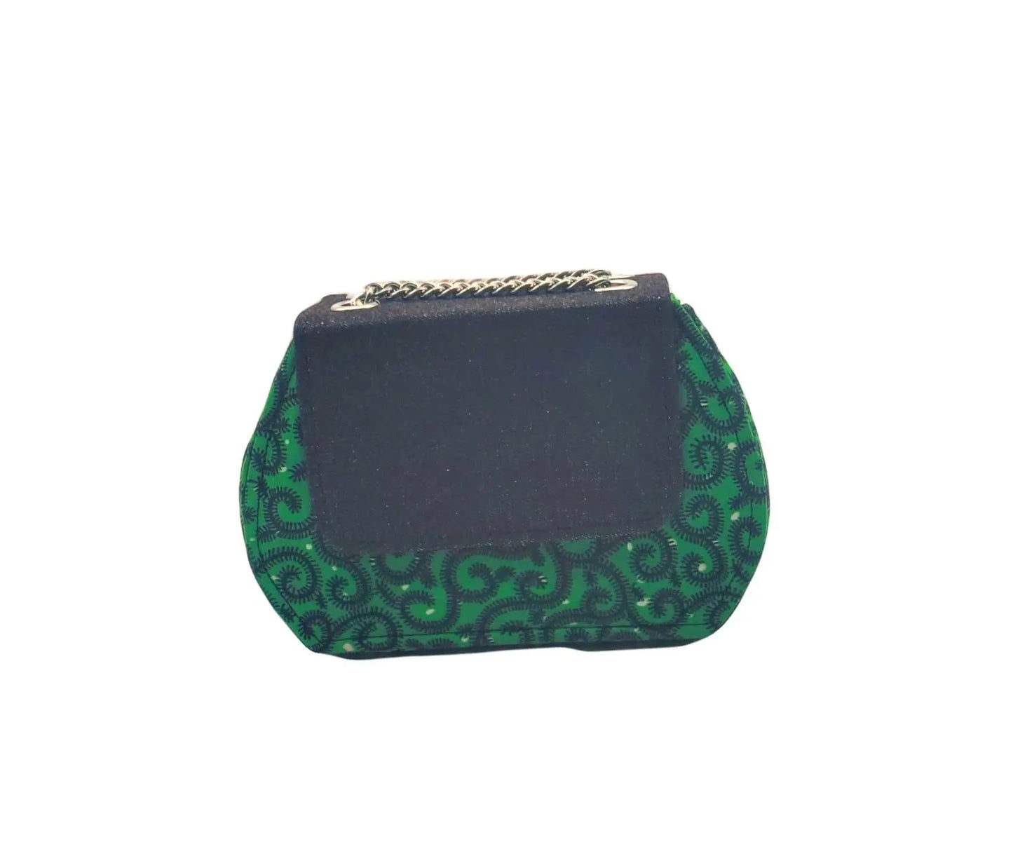 African Accessories Ummita Chic Ankara and Denim Handbag Green - African Print 