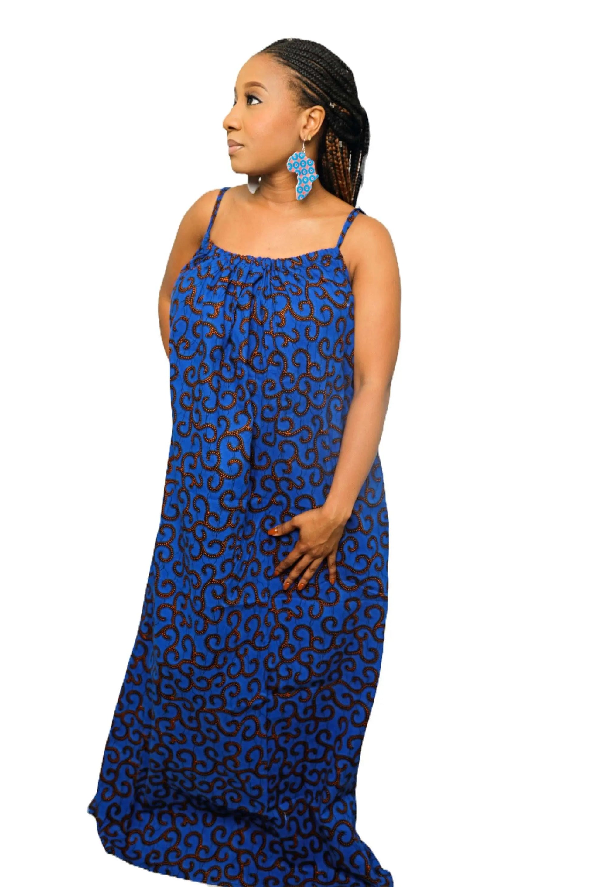 ankara casual dresses African Women's Casual Dress Traditional Ankara Dress Elastic Waist Elegant Clothing at Amazon Women's Clothing store