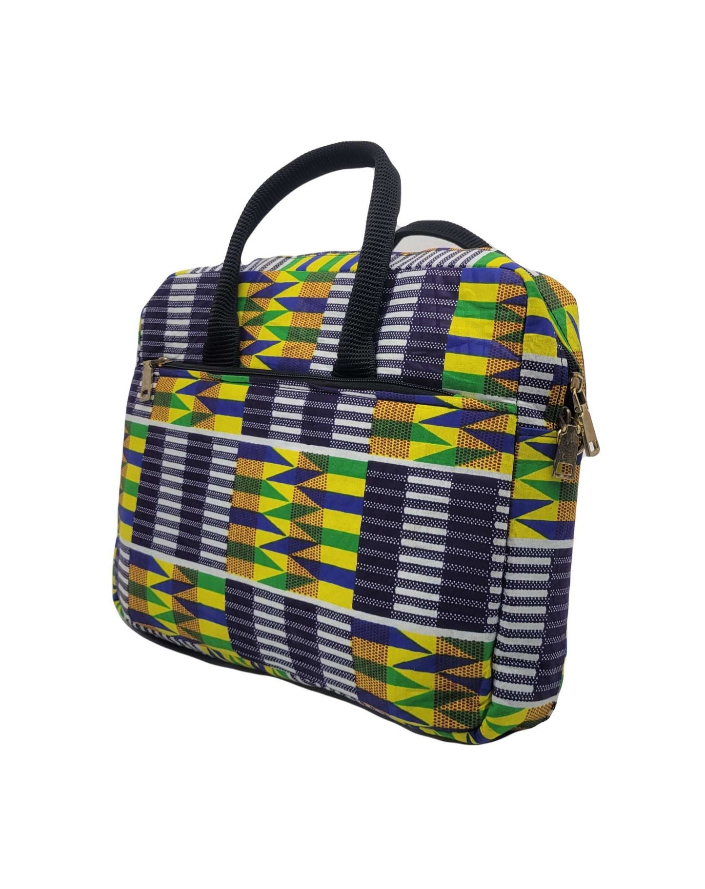 Glam Origins Laptop Bag Kente  Ankara/Kente 
13" or 12"
Handle and Ankara shoulder strap
Do not bleach
Spot Clean 
Made in Nigeria Laptop Bag Kente