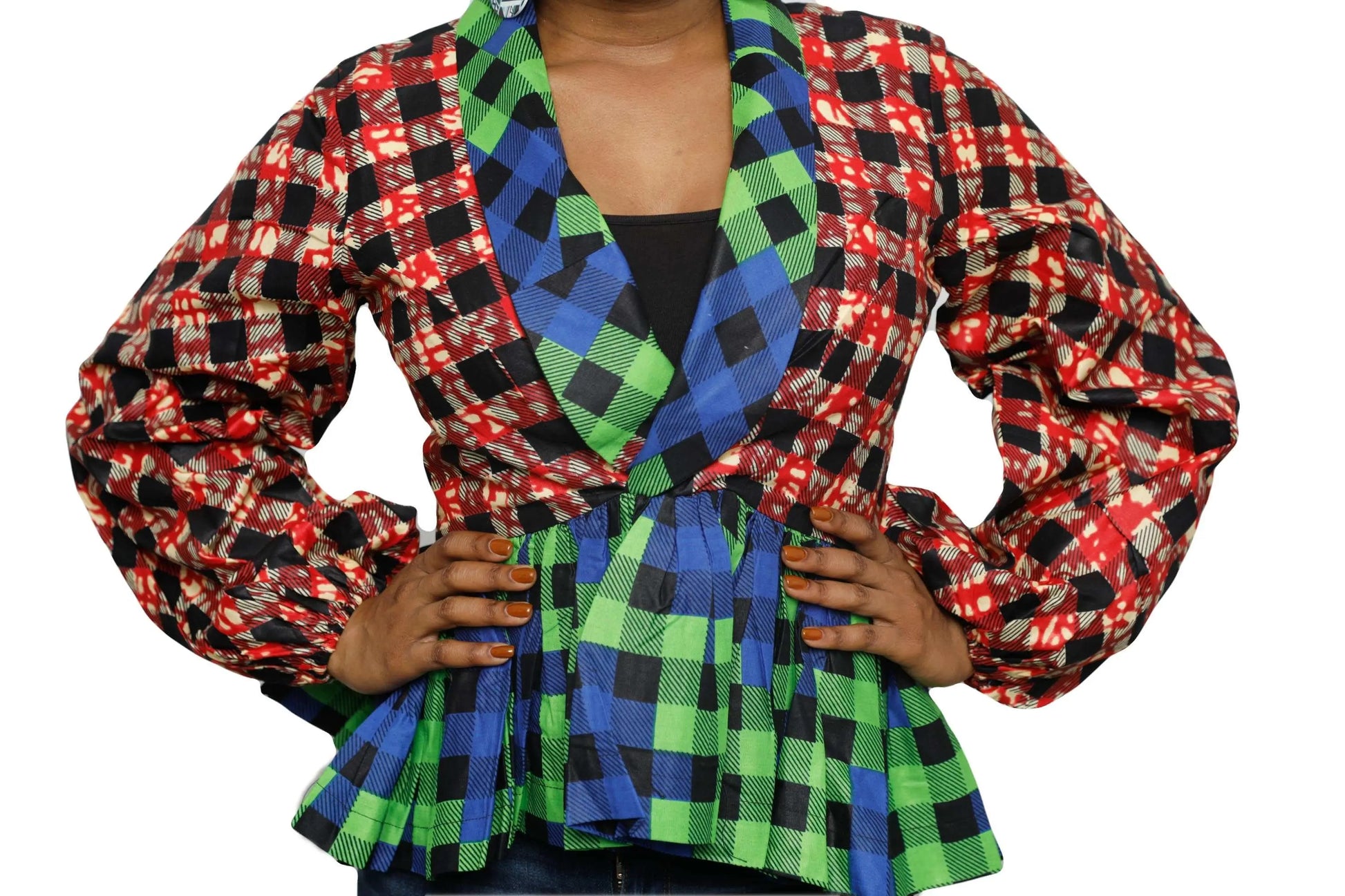 African Clothing for Women |Stylish Liho Peplum Top-Ankara-multicolor1 