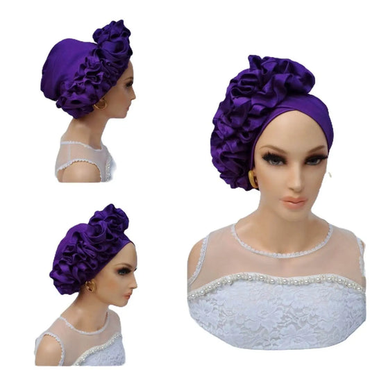 Stylish African Accessories | Silk Turban-Head Cover-Liho Ruffle 