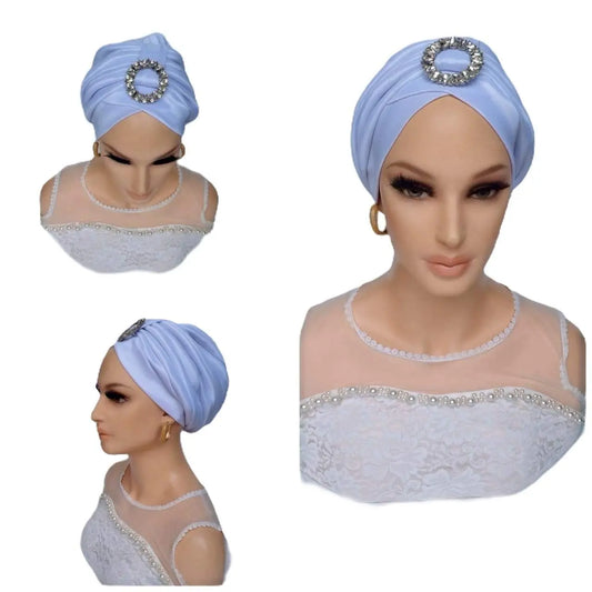 Stylish African Accessories | Silk Turban-Head Cover-Yums ring-White 