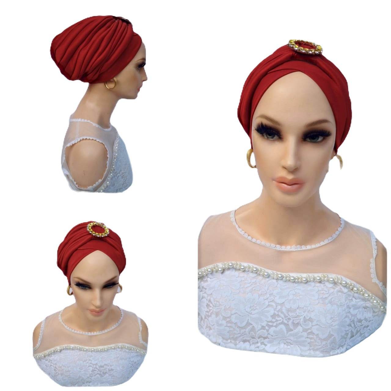 Glam Origins Yums ring embellished red silk turban Turbans 	Handmade silk turbans	Adjust to fit	Vibrant Colors	Stylish	True to roots	Spot clean	Best dry clean	Made in Nigeria
 Yums ring embellished red silk turban