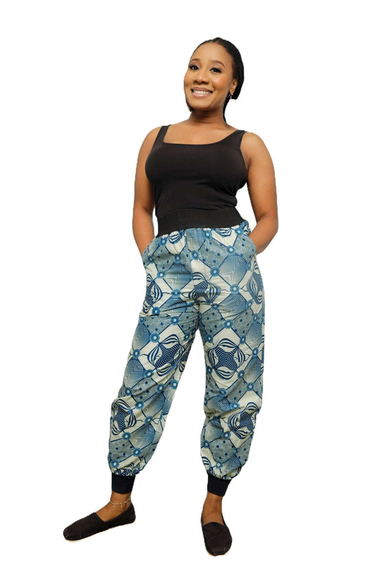 African Print Pants | Comfortable Ankara Jogger Pants-Blue 