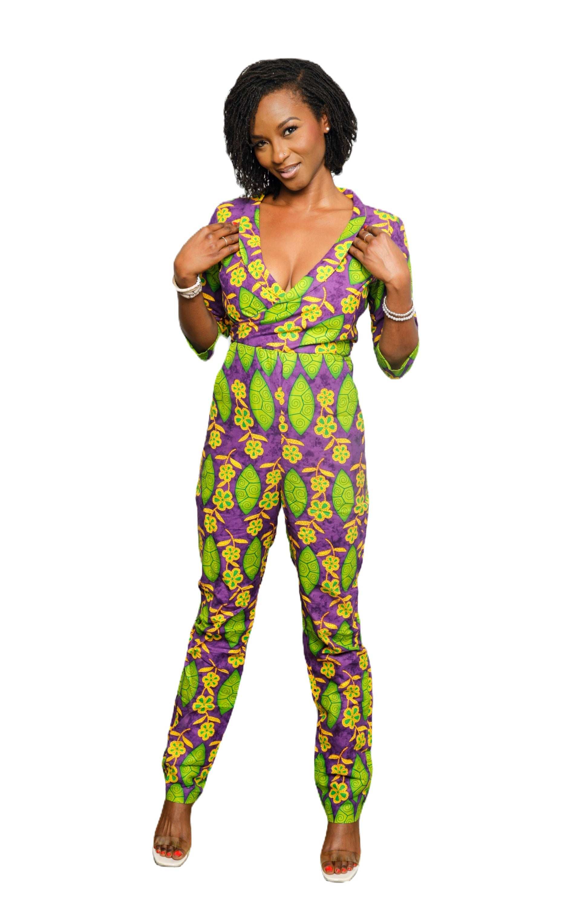 Glam Origins jumpsuit Jumpsuits 	Ankara 	100% cotton	Measurement: L	Light lining	Vibrant Colors	Stylish	True to roots	Best dry clean	Accessories not included	Made in Nigeria
 Soon jumpsuit